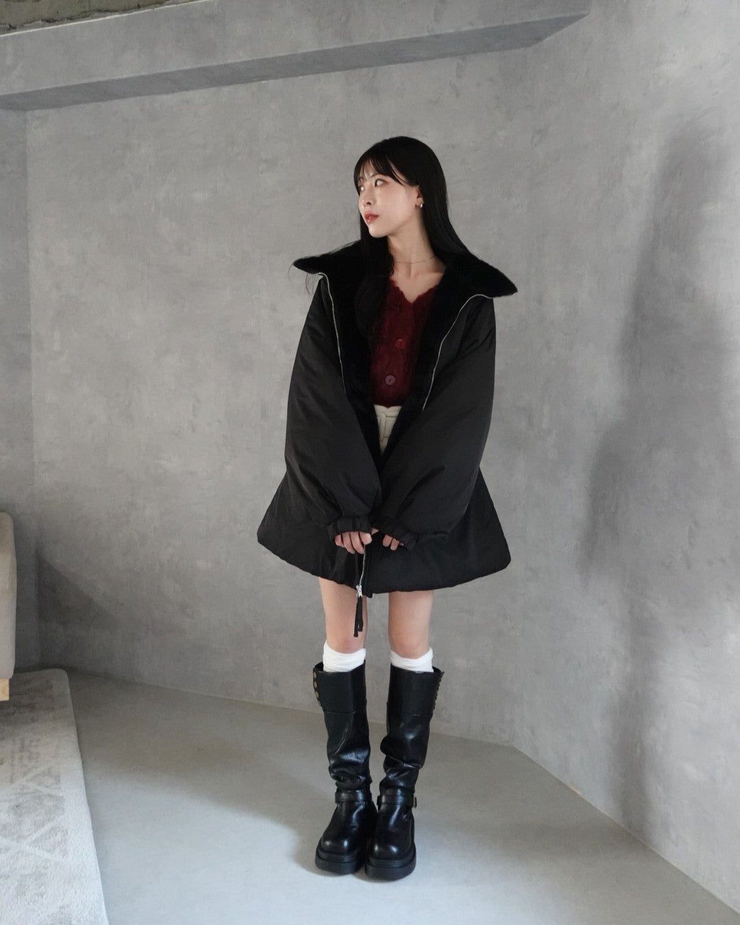 3wayドロスト中綿ダウンコート