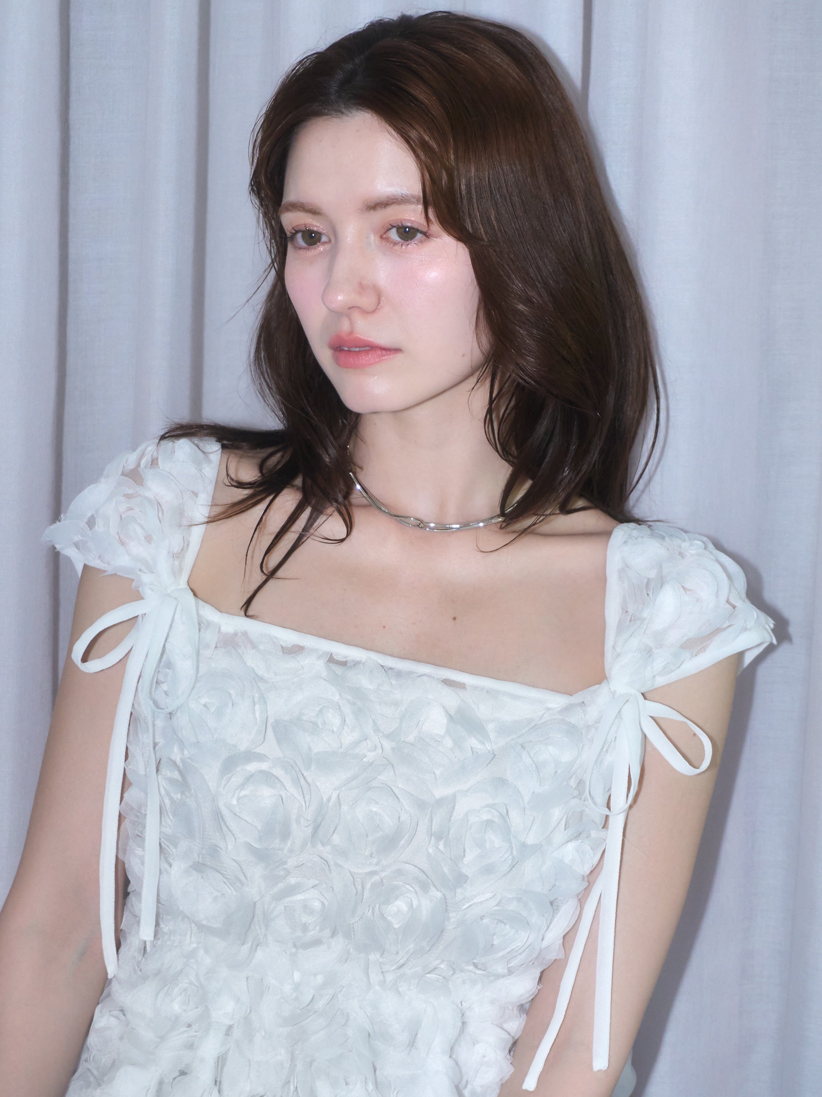 2way rose tulle blouse