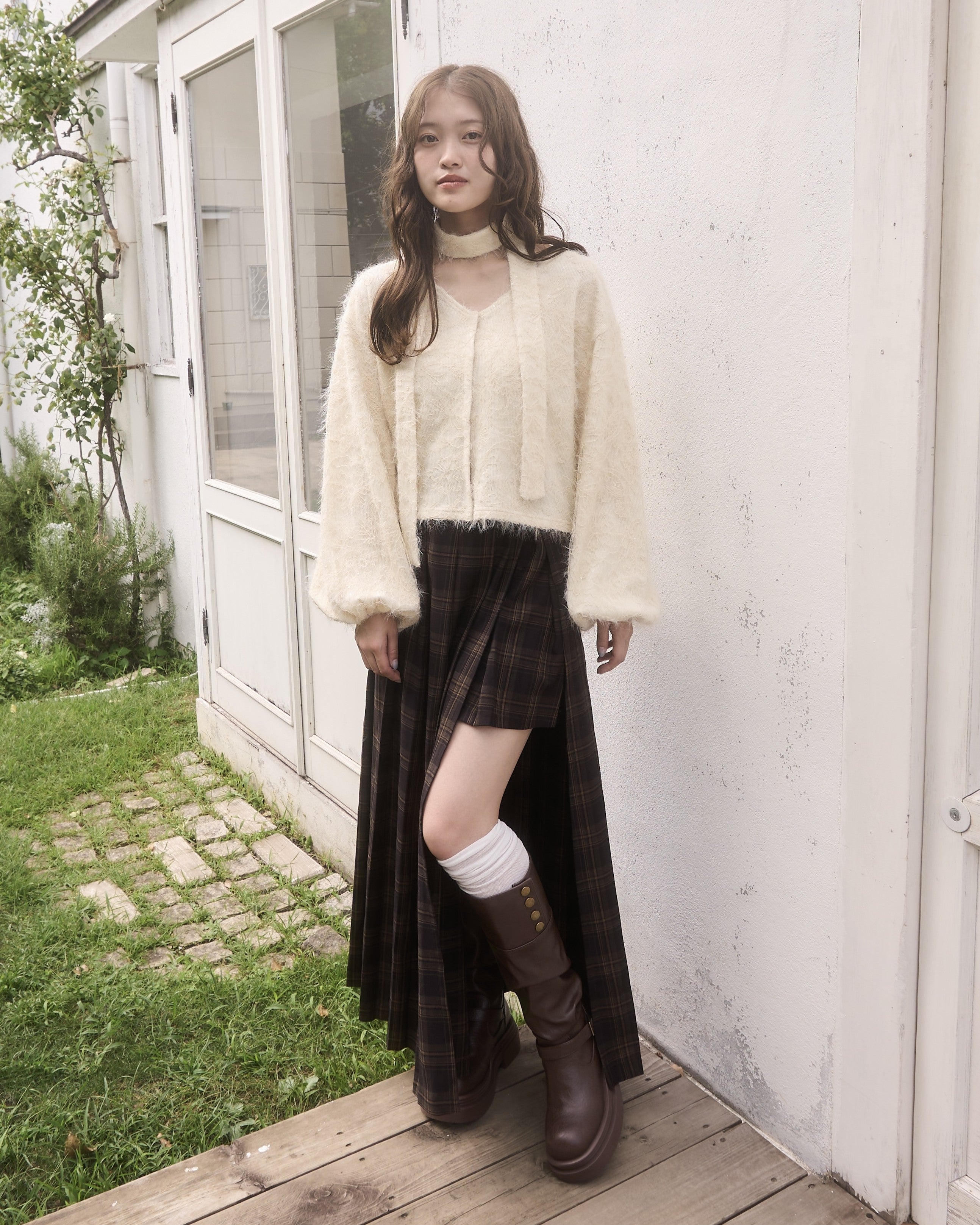 Choker Set 2way蕾丝针织开衫