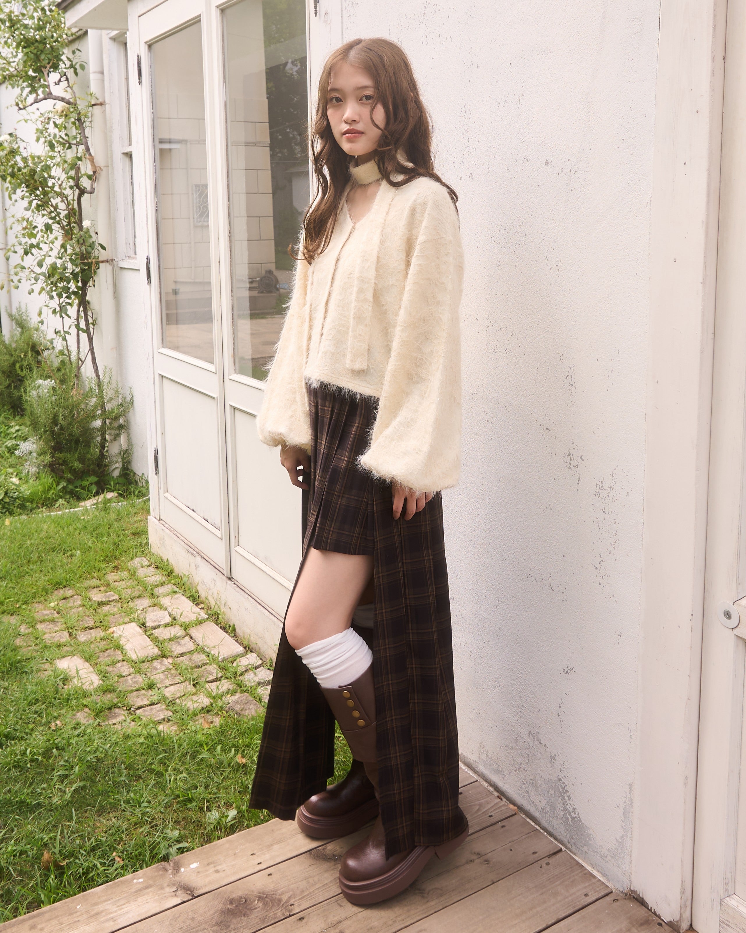 Choker Set 2way蕾丝针织开衫