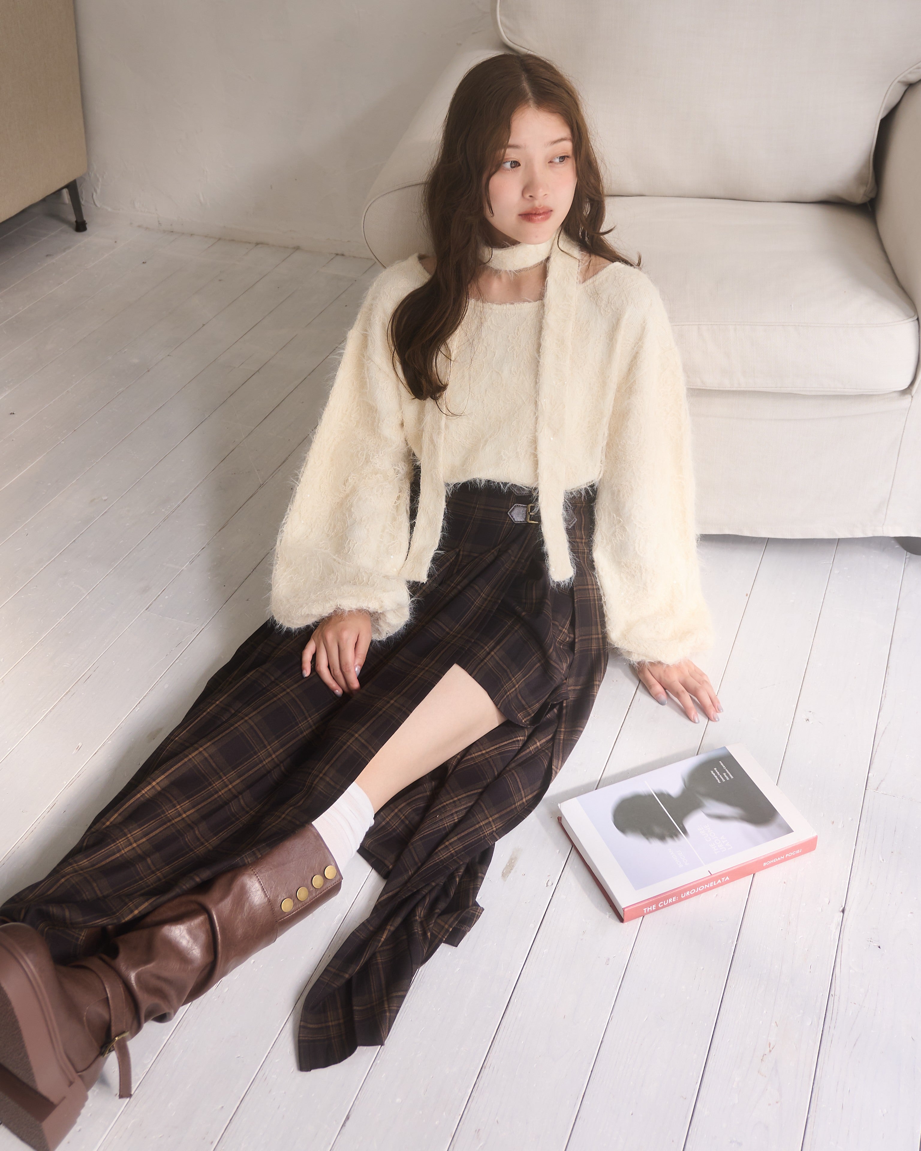 Choker Set 2way蕾丝针织开衫