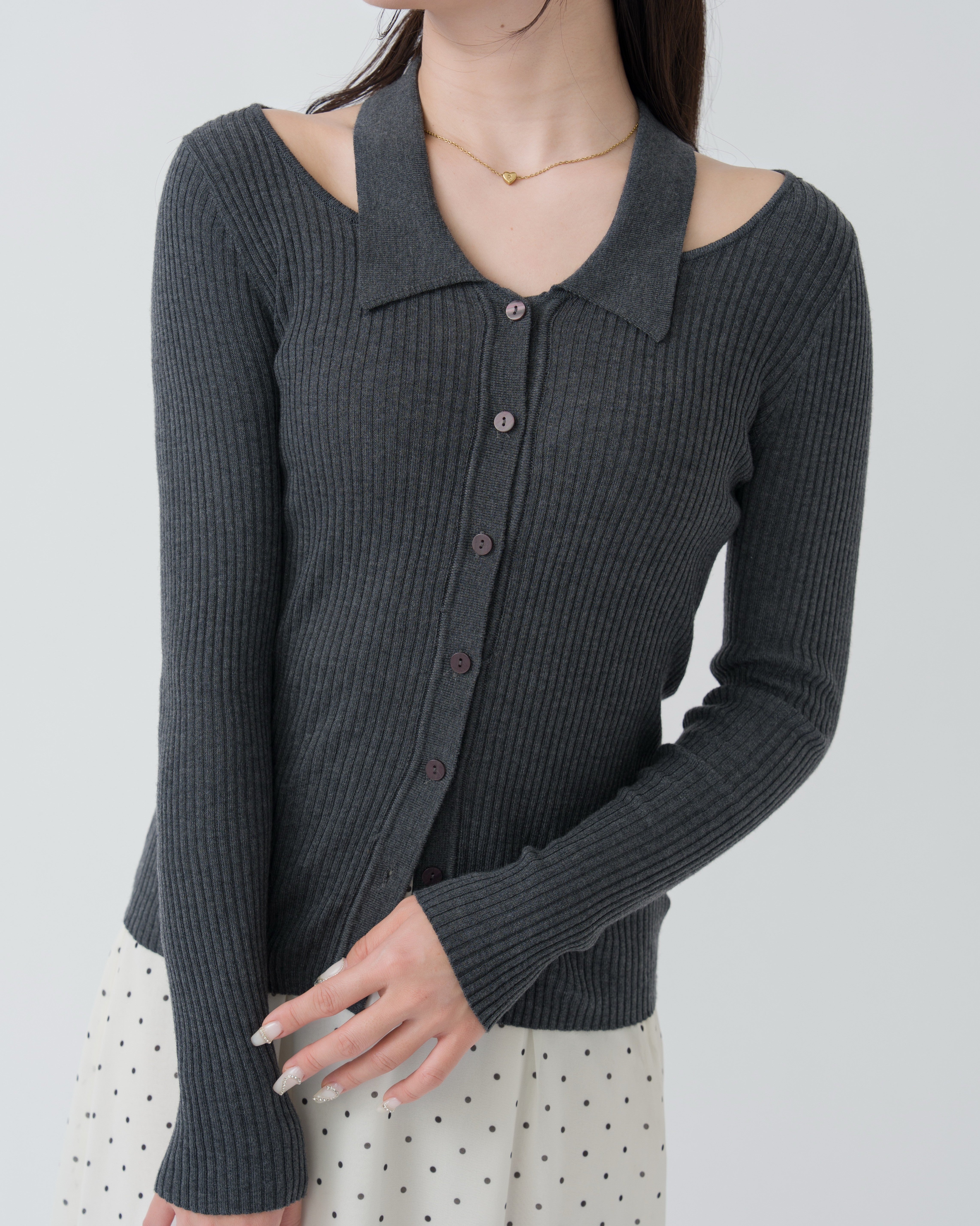 開領 Polo 針織衫