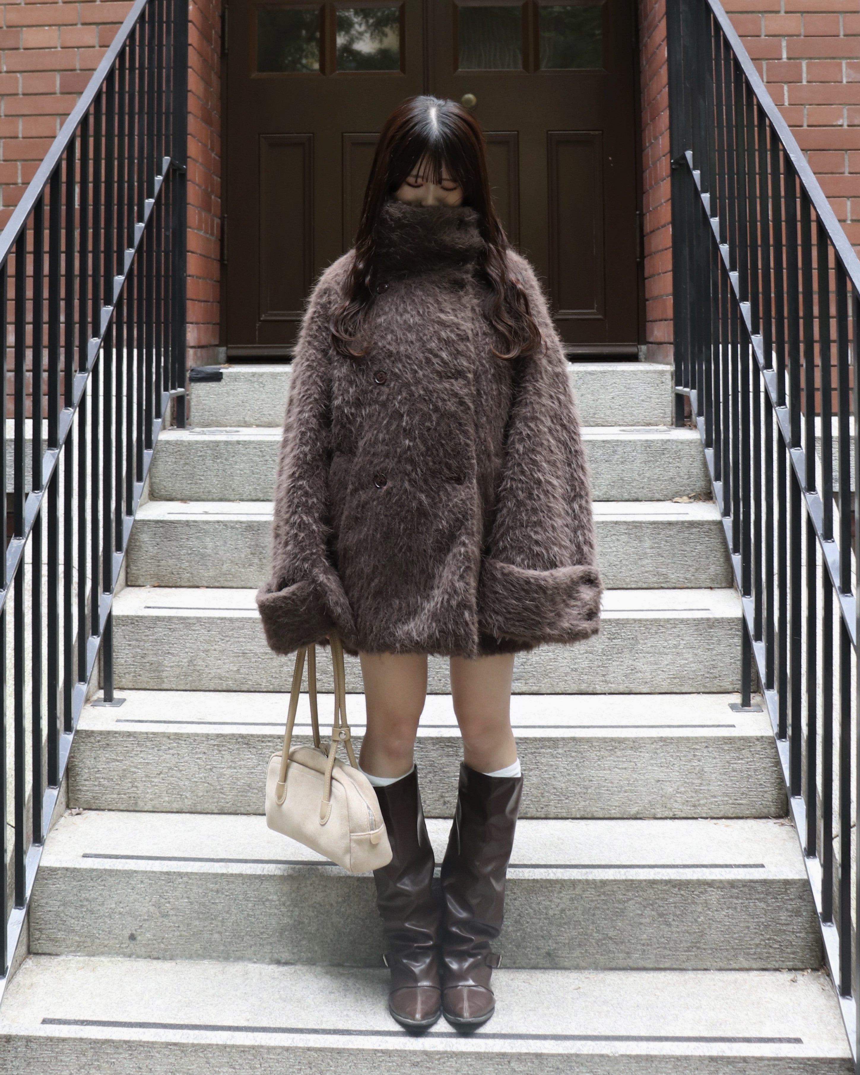 3wayスタンドカラーシャギーコート