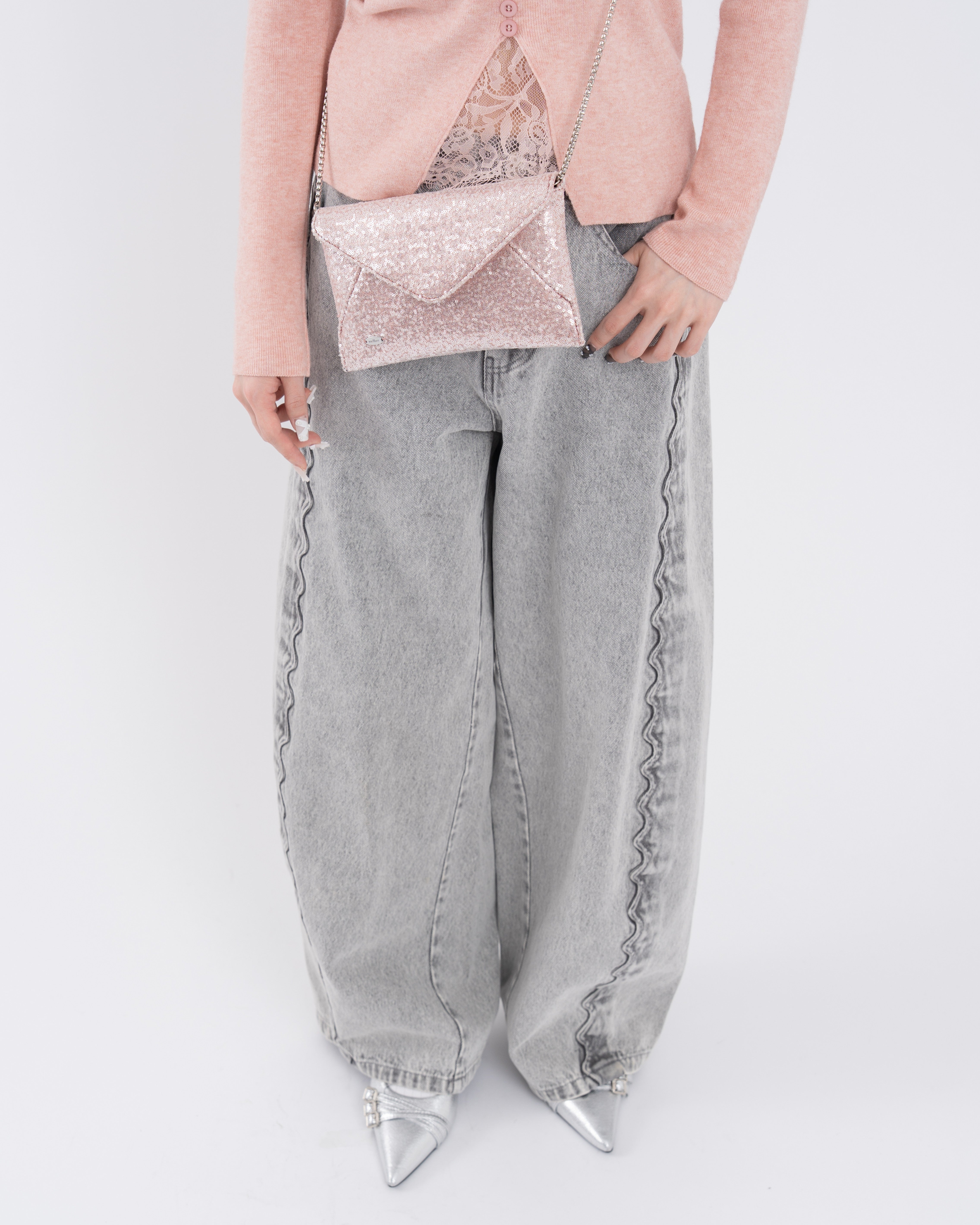 ウェーブラインカーブデニムパンツ