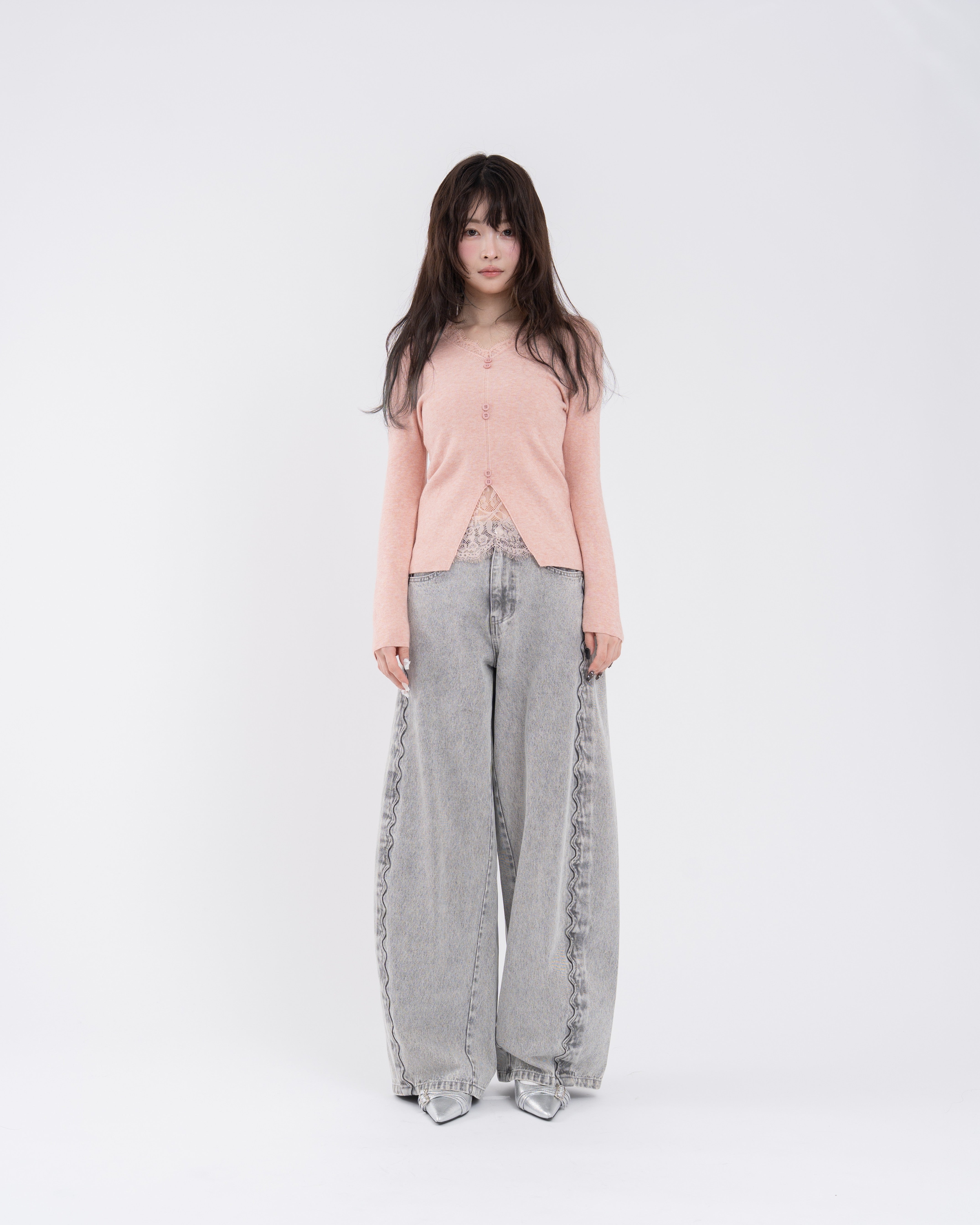 【一部予約】ウェーブラインカーブデニムパンツ