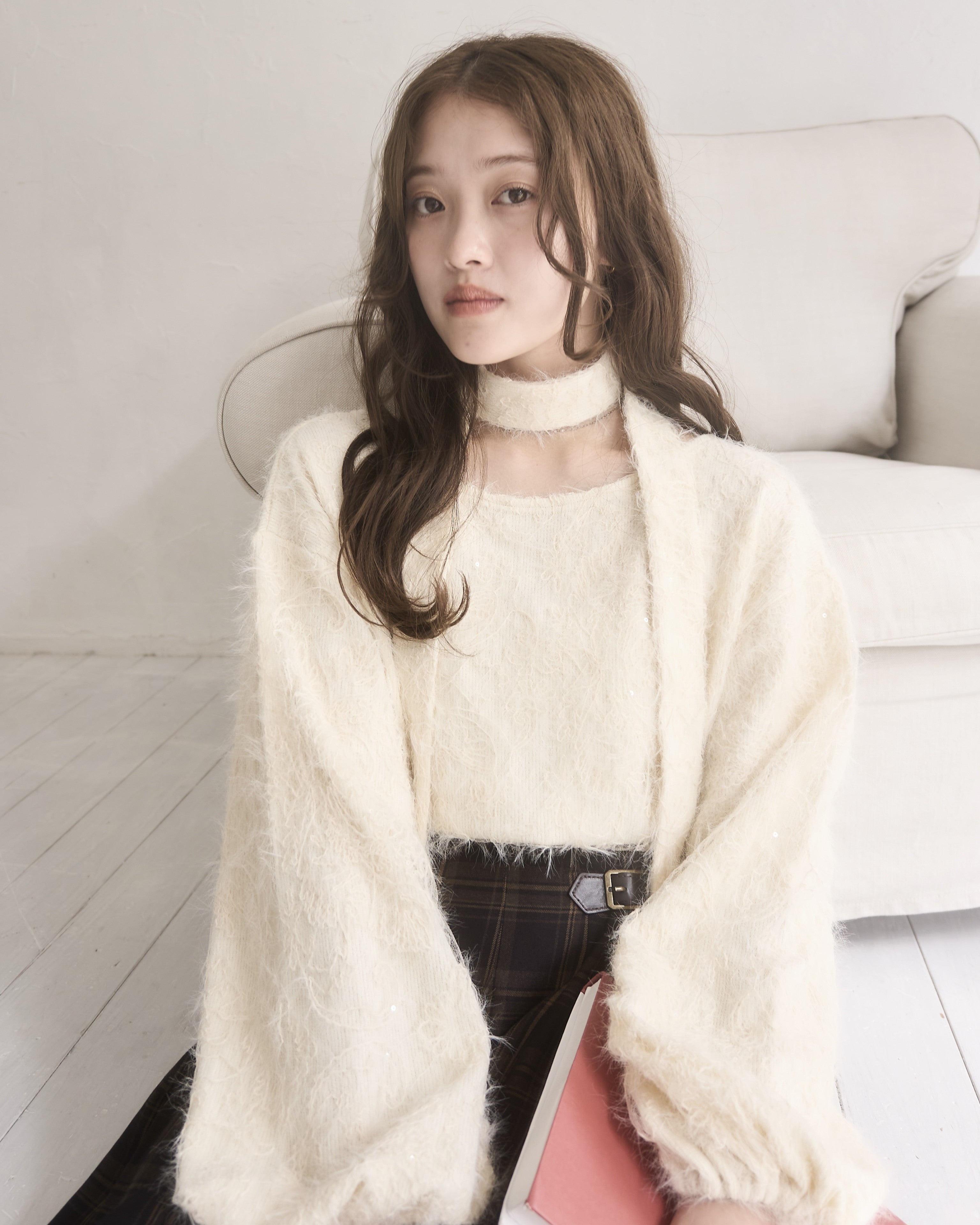 Choker Set 2way蕾丝针织开衫