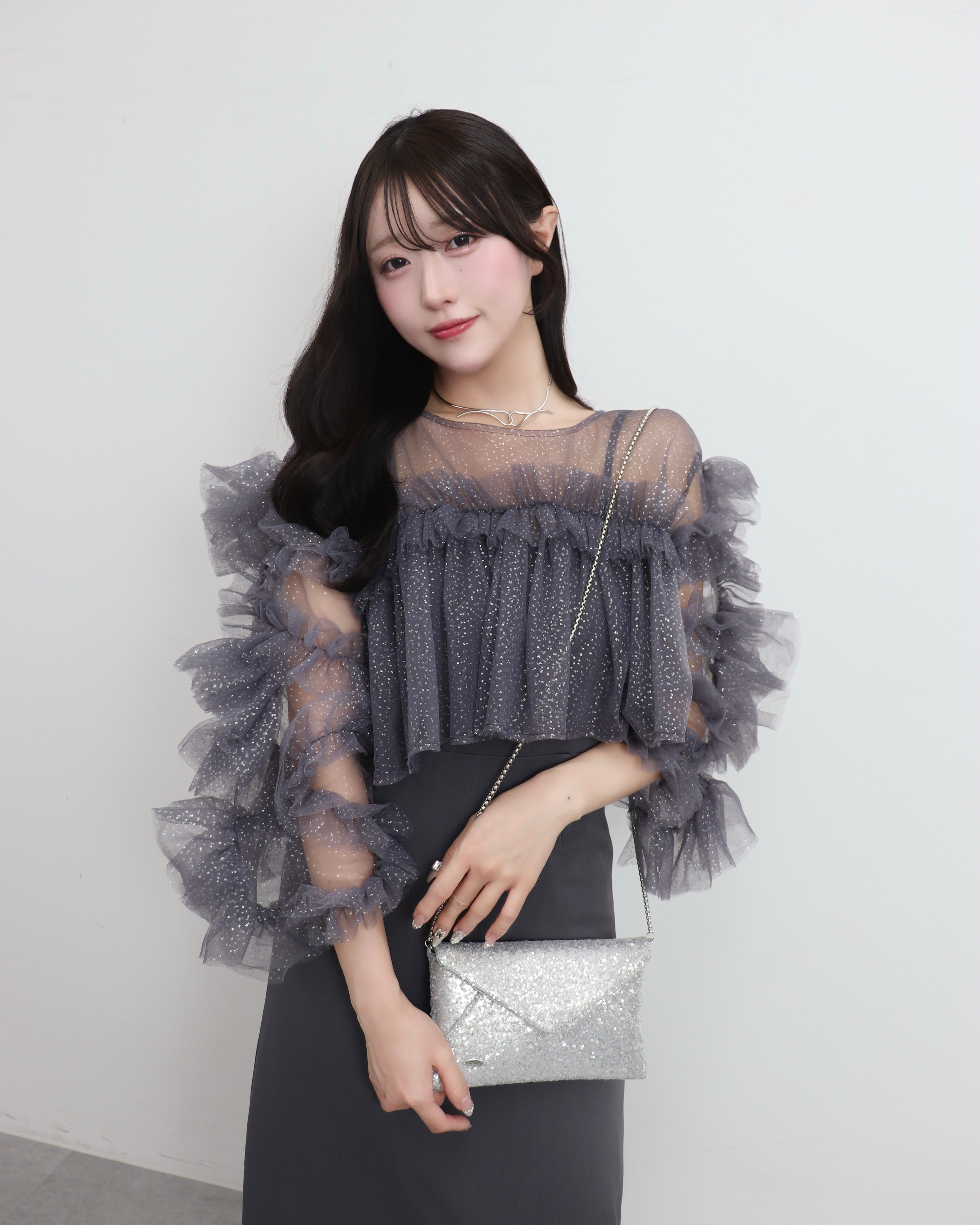 【予約】フリルラメチュールオケージョンワンピース