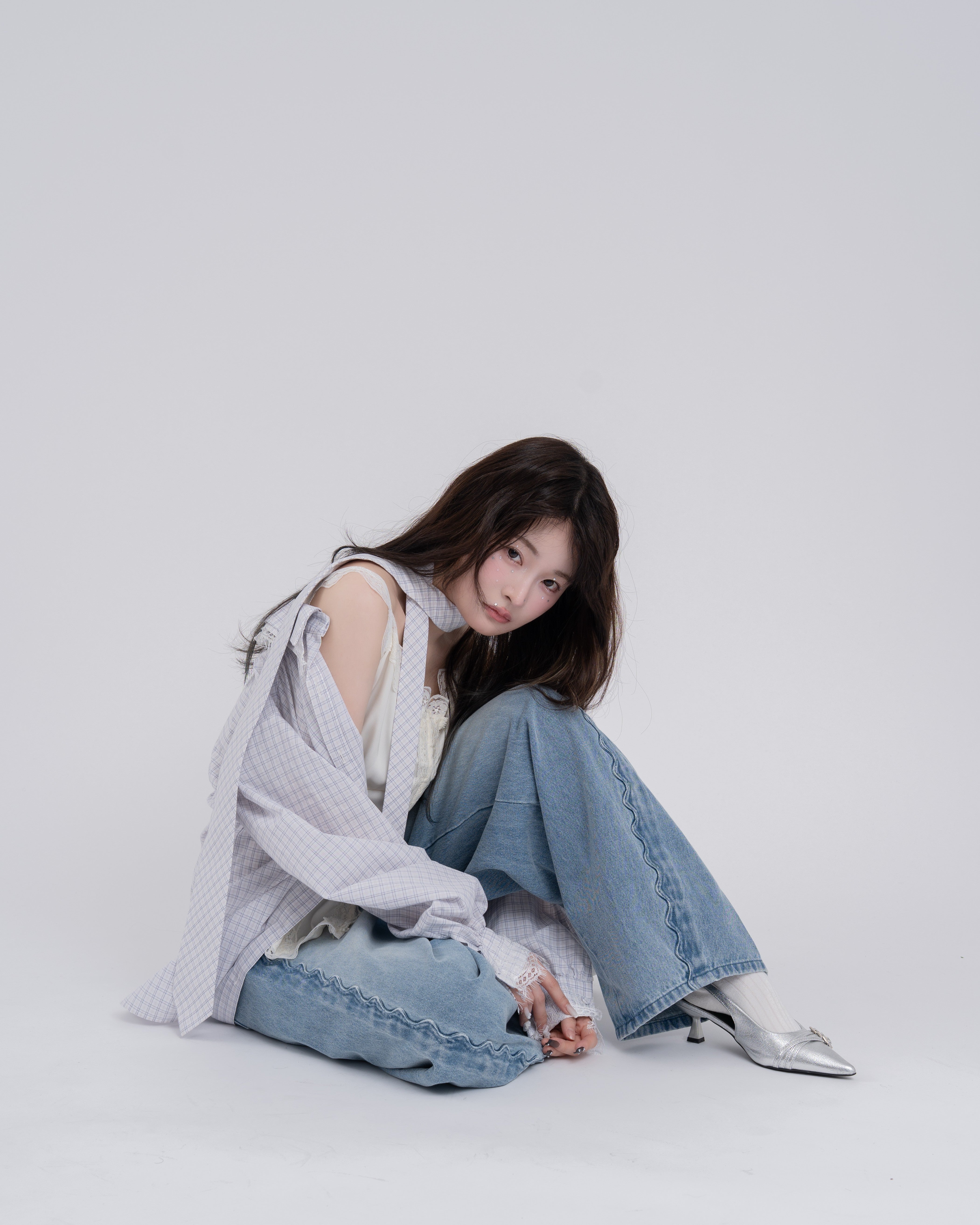 ウェーブラインカーブデニムパンツ