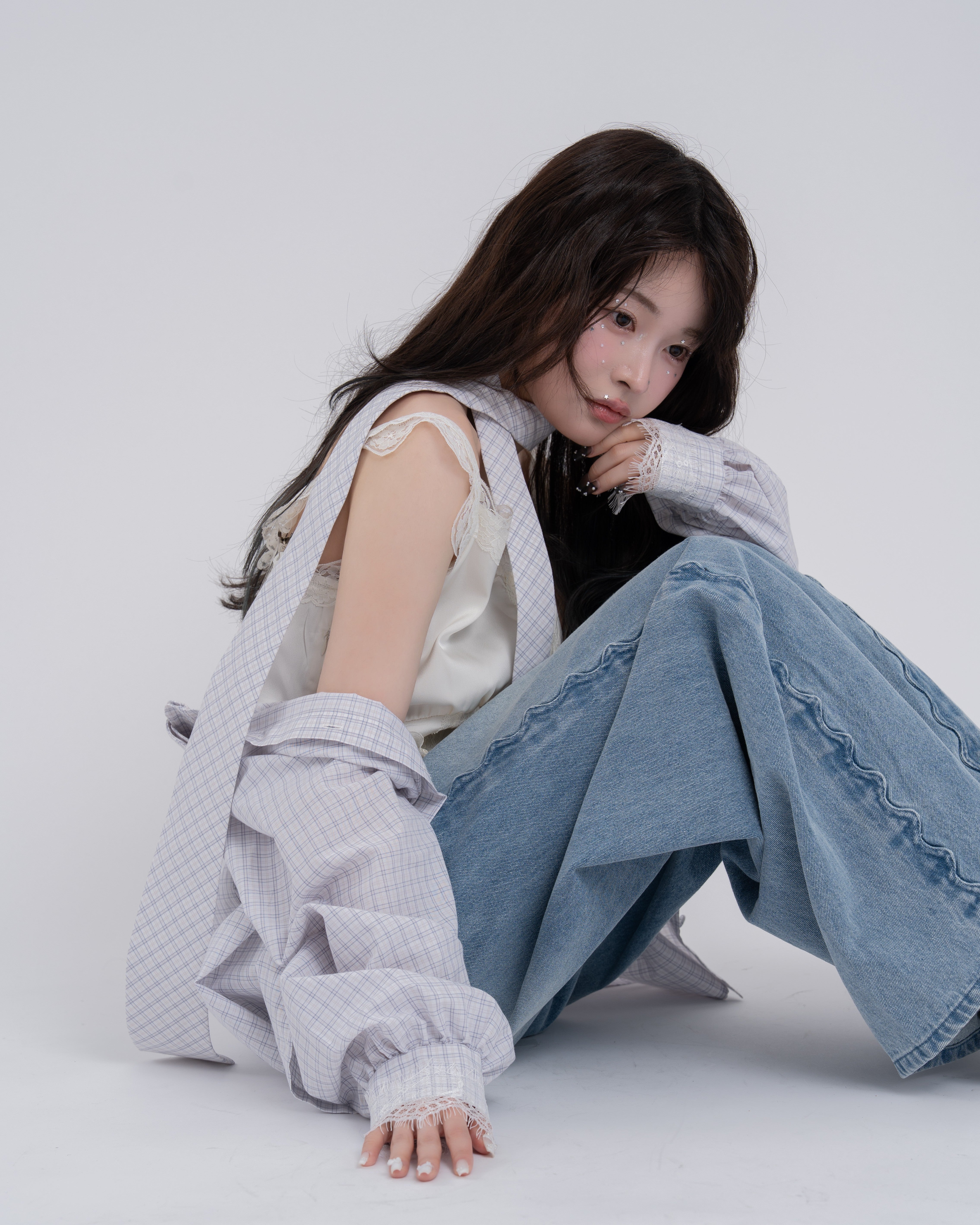 【一部予約】ウェーブラインカーブデニムパンツ