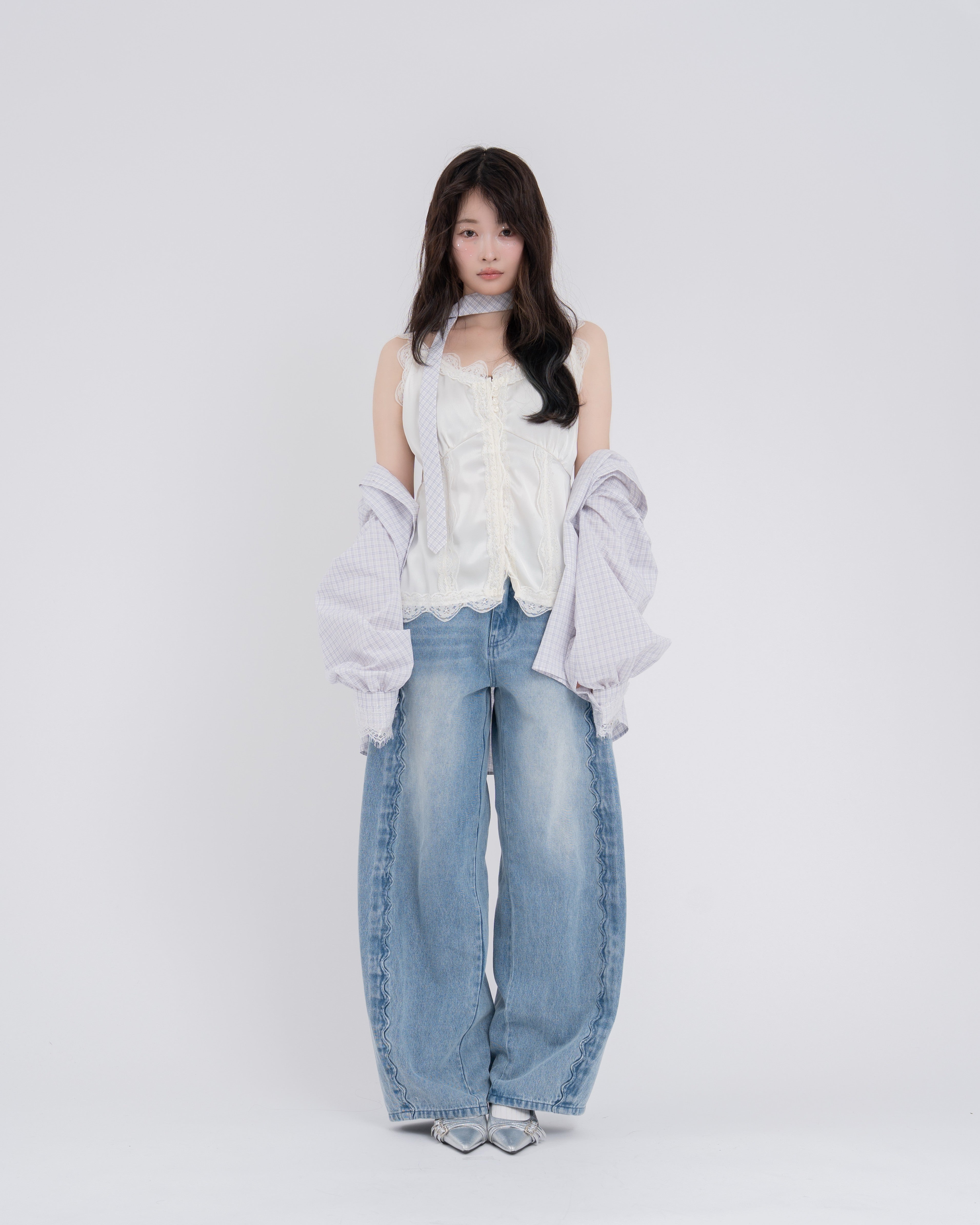 ウェーブラインカーブデニムパンツ