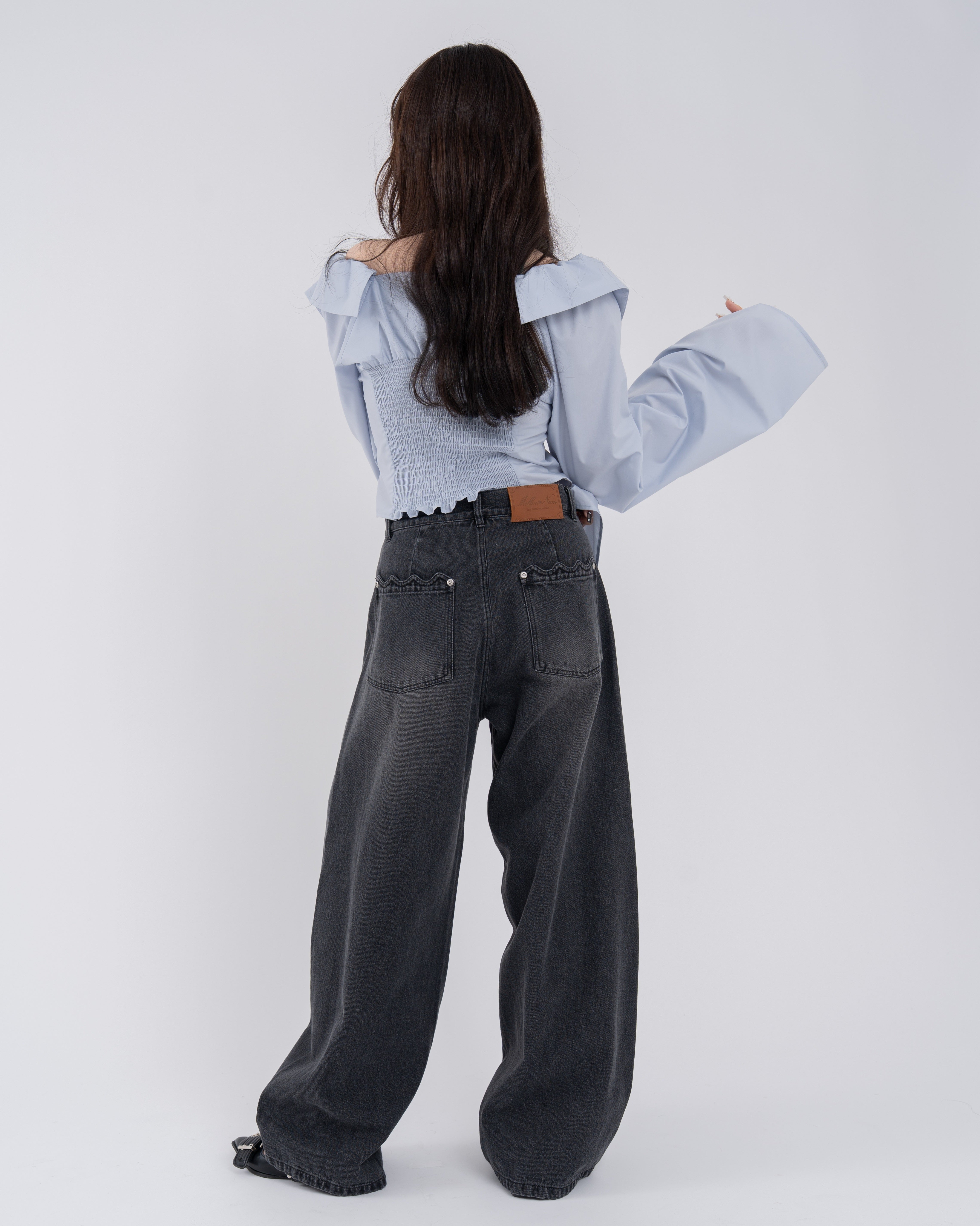 【一部予約】ウェーブラインカーブデニムパンツ