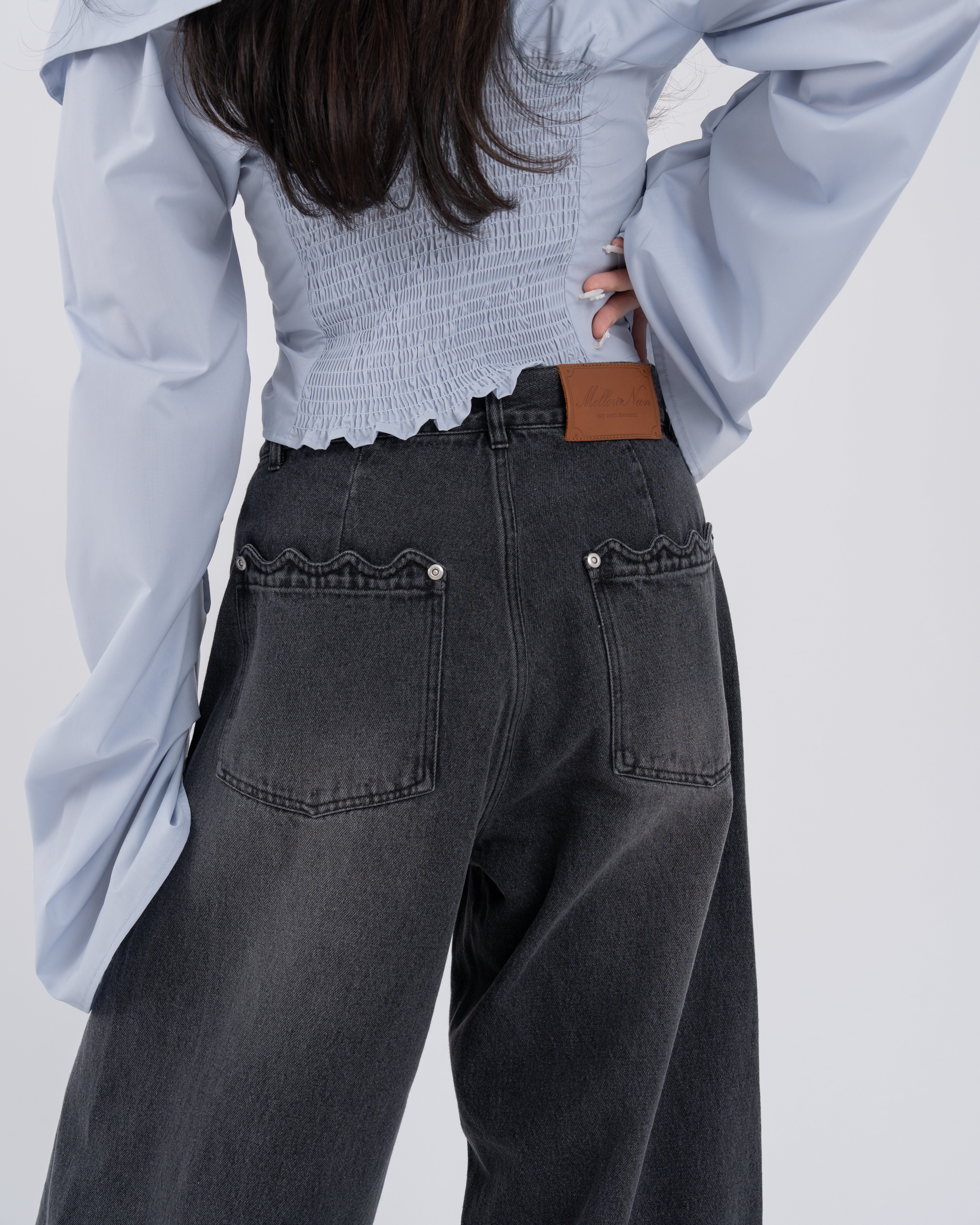 ウェーブラインカーブデニムパンツ