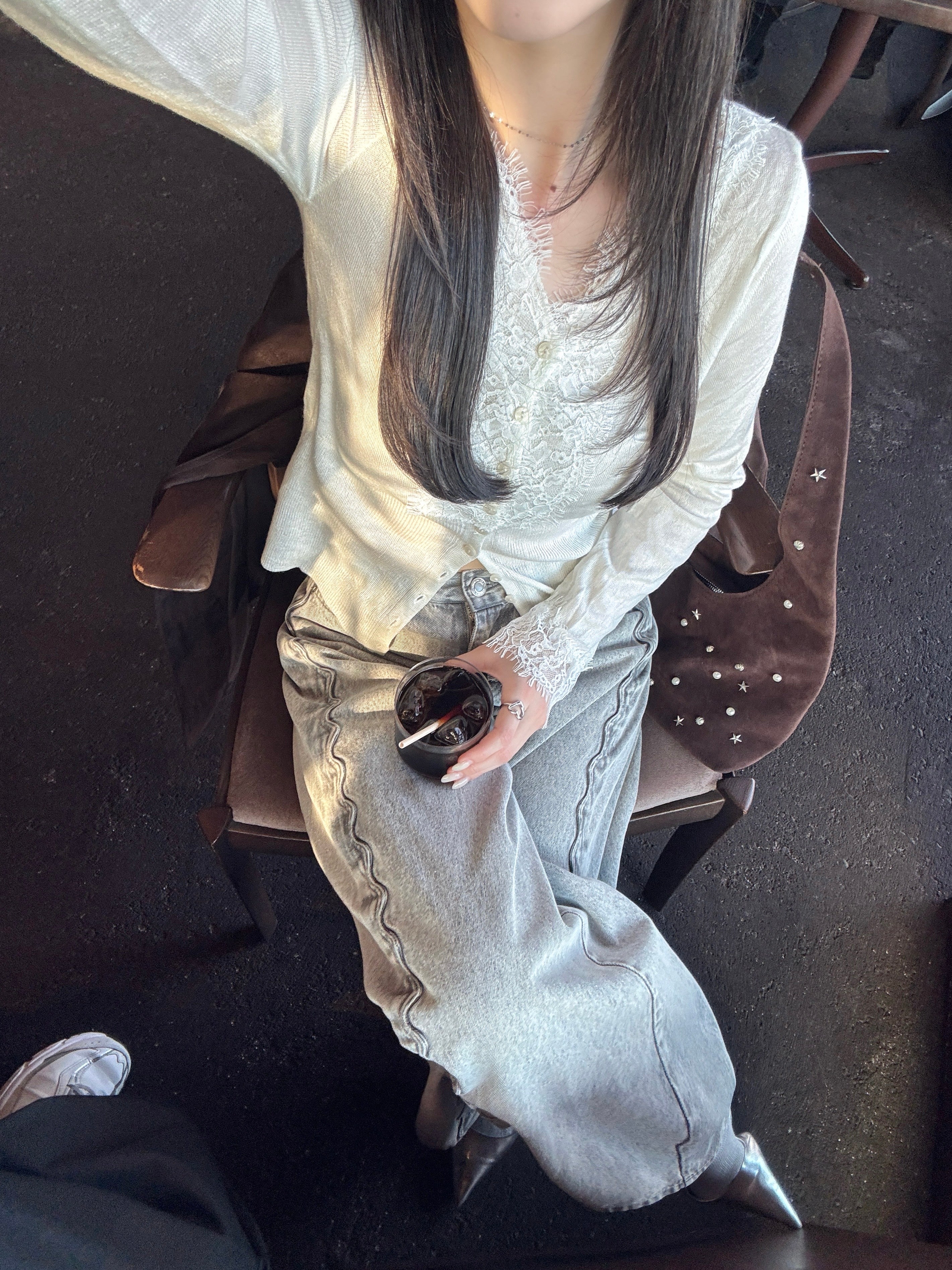 【一部予約】ウェーブラインカーブデニムパンツ