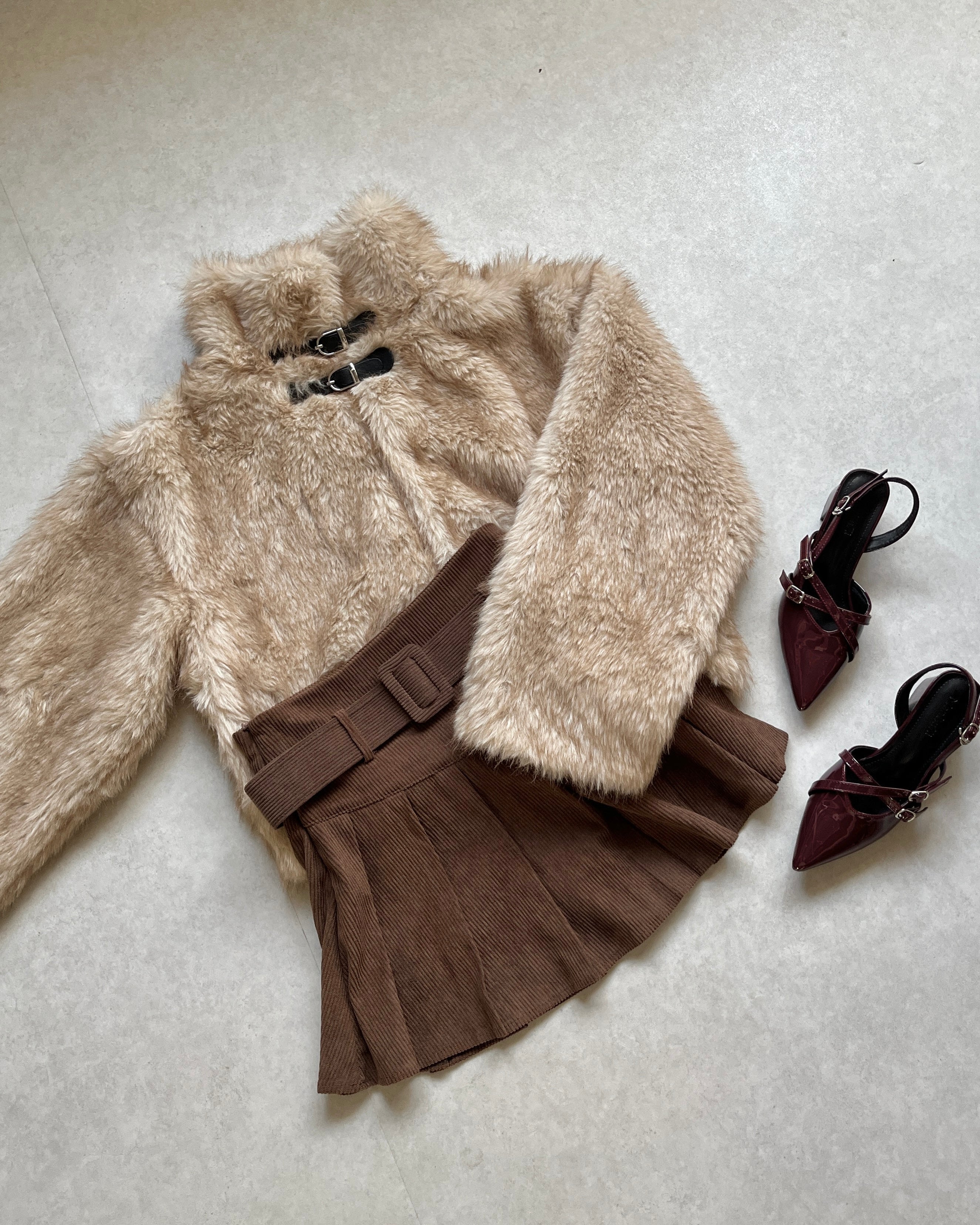 2wayベルトファーコート