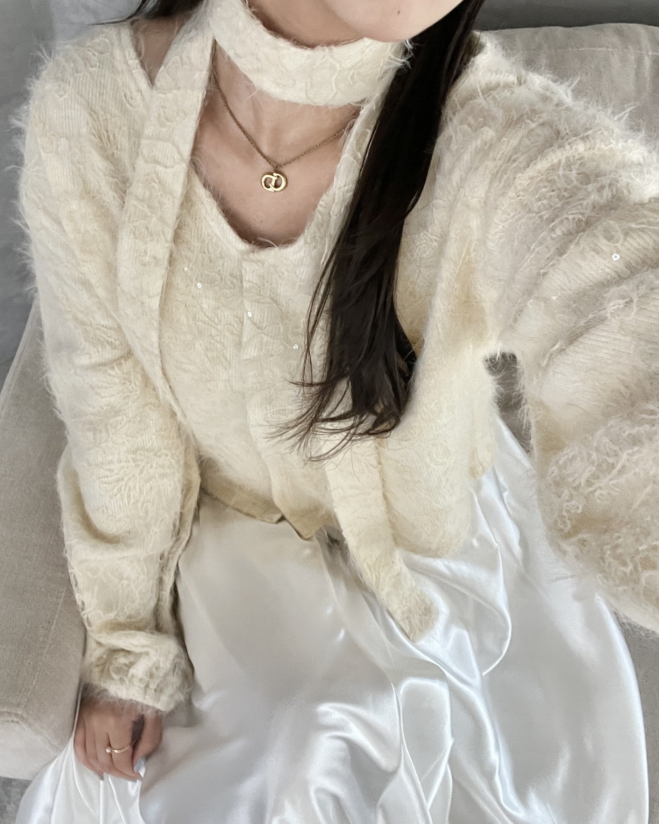 Choker Set 2way蕾丝针织开衫