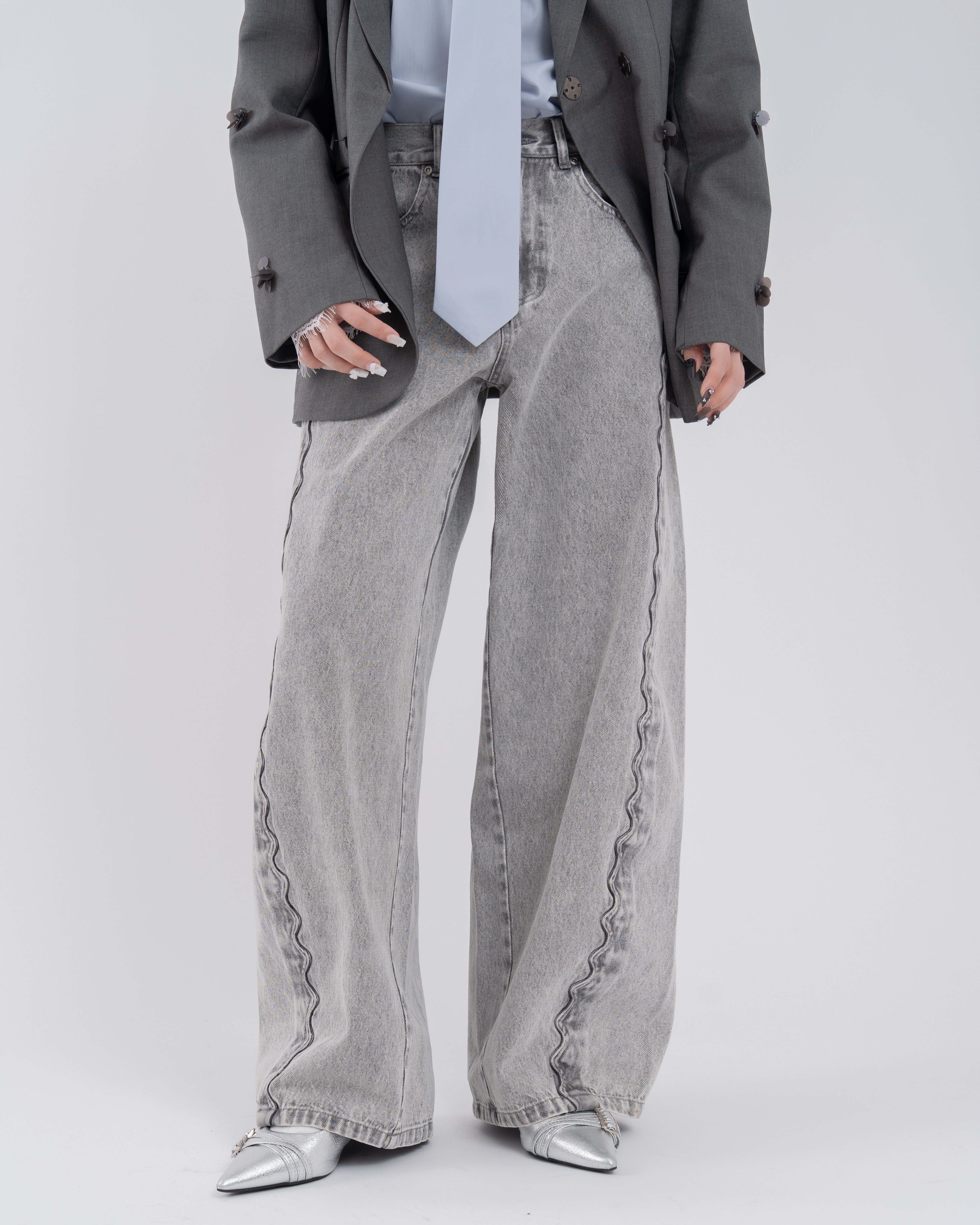 ウェーブラインカーブデニムパンツ