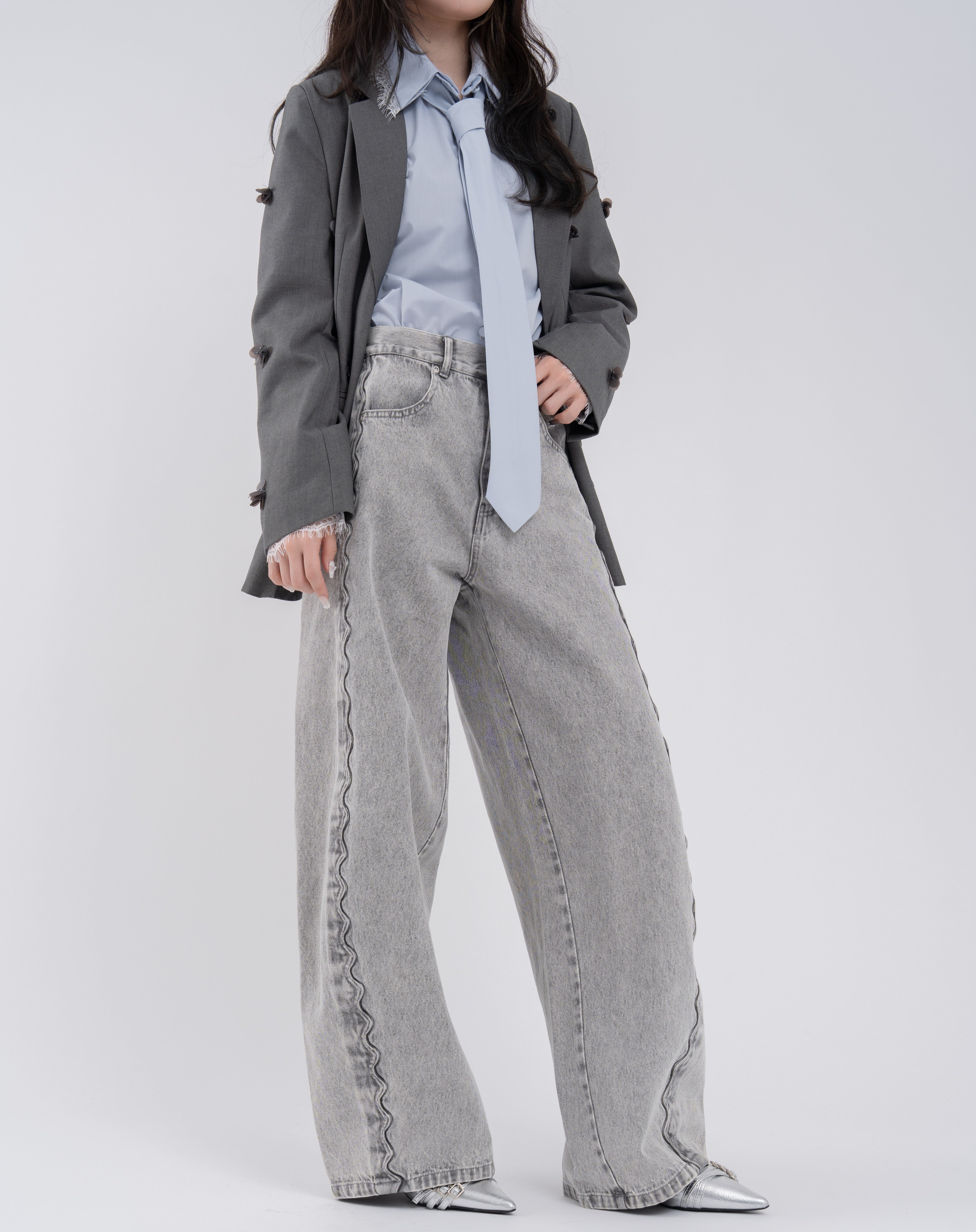 ウェーブラインカーブデニムパンツ