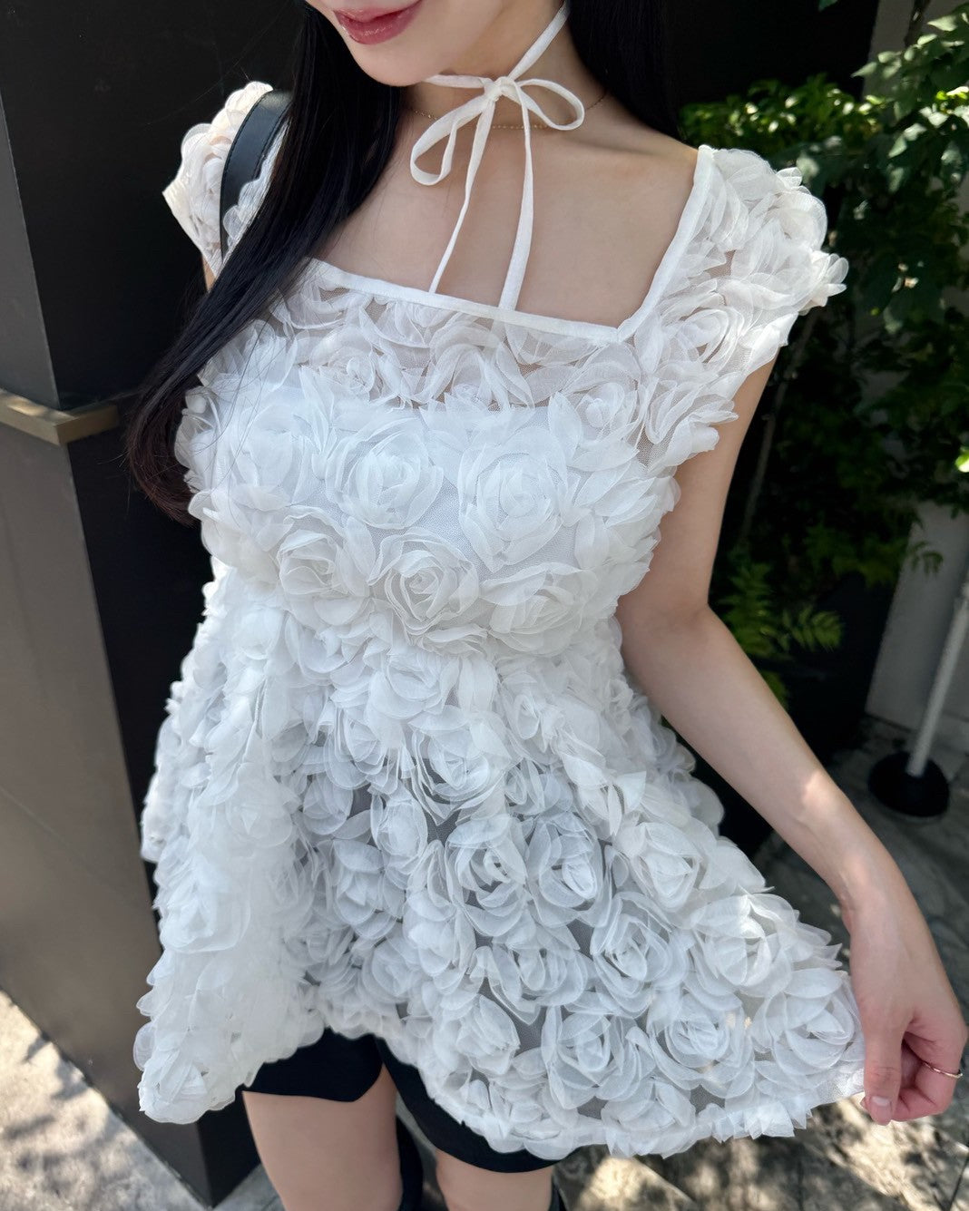 2way rose tulle blouse