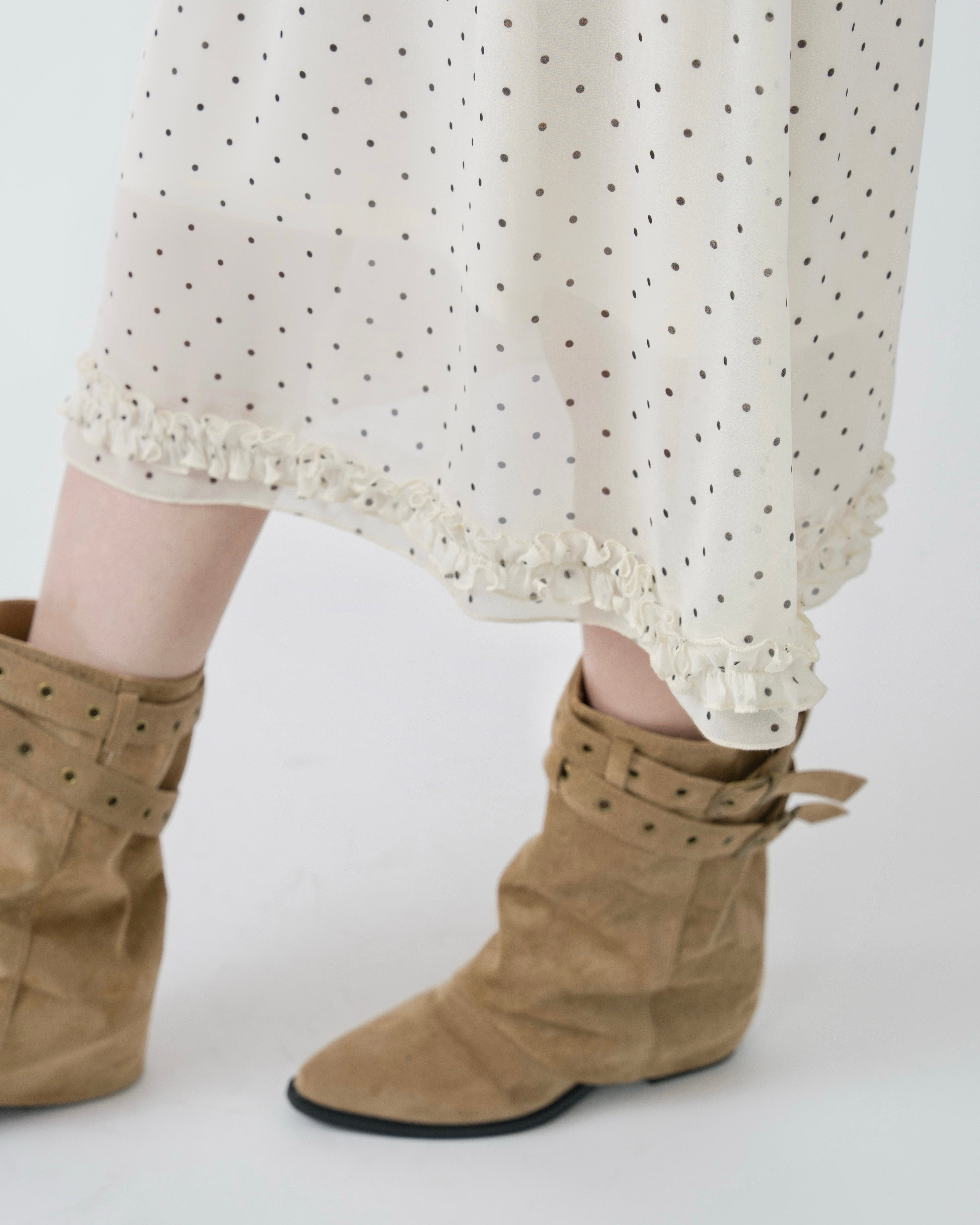 【一部予約】チェック&ドットシアーフリルスカート