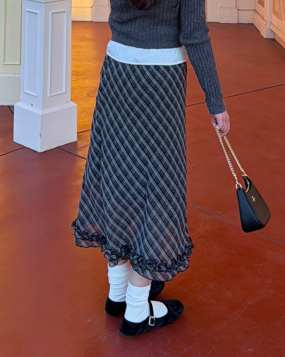 【一部予約】チェック&ドットシアーフリルスカート