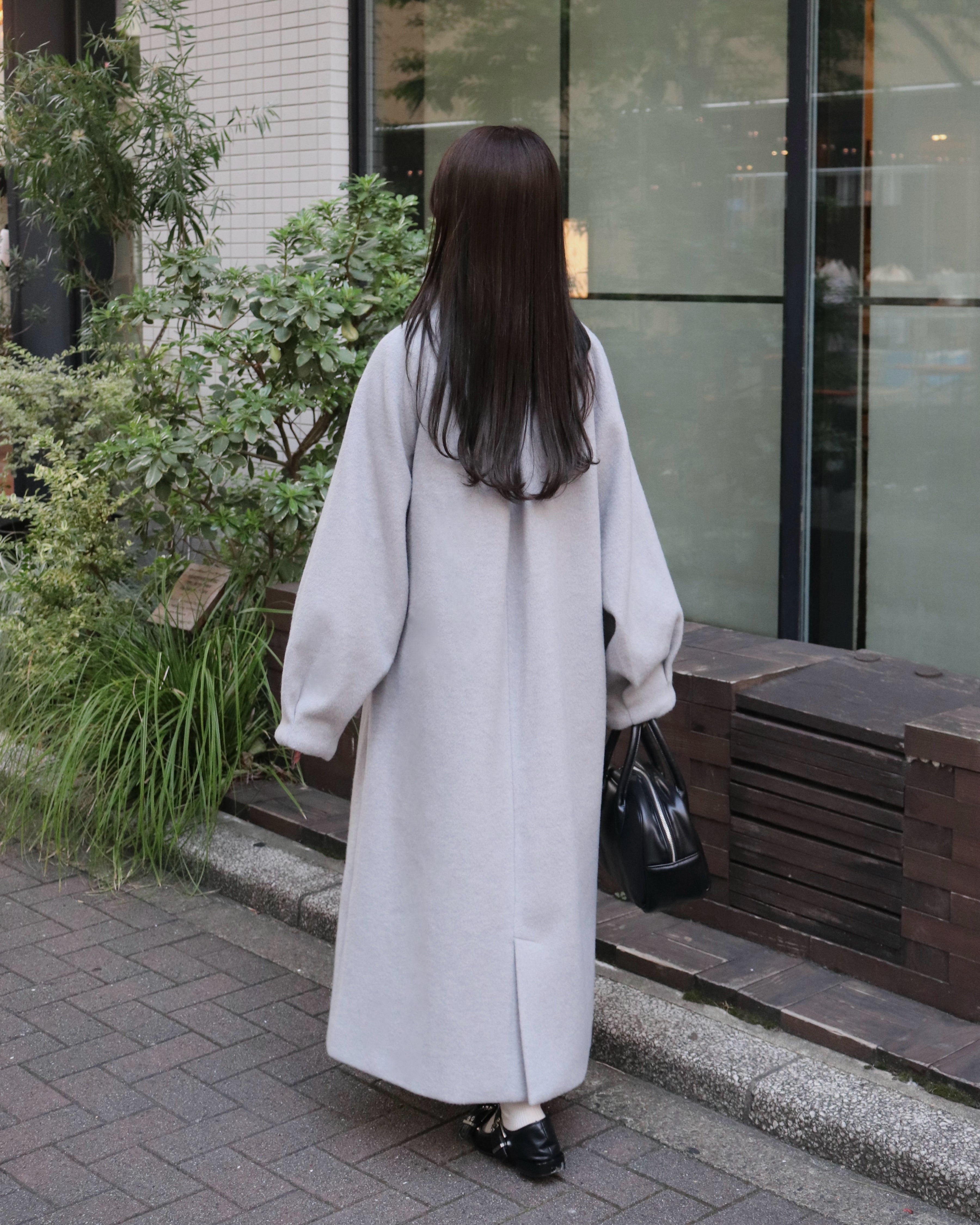 2wayスタンドカラーサイドベルトロングコート