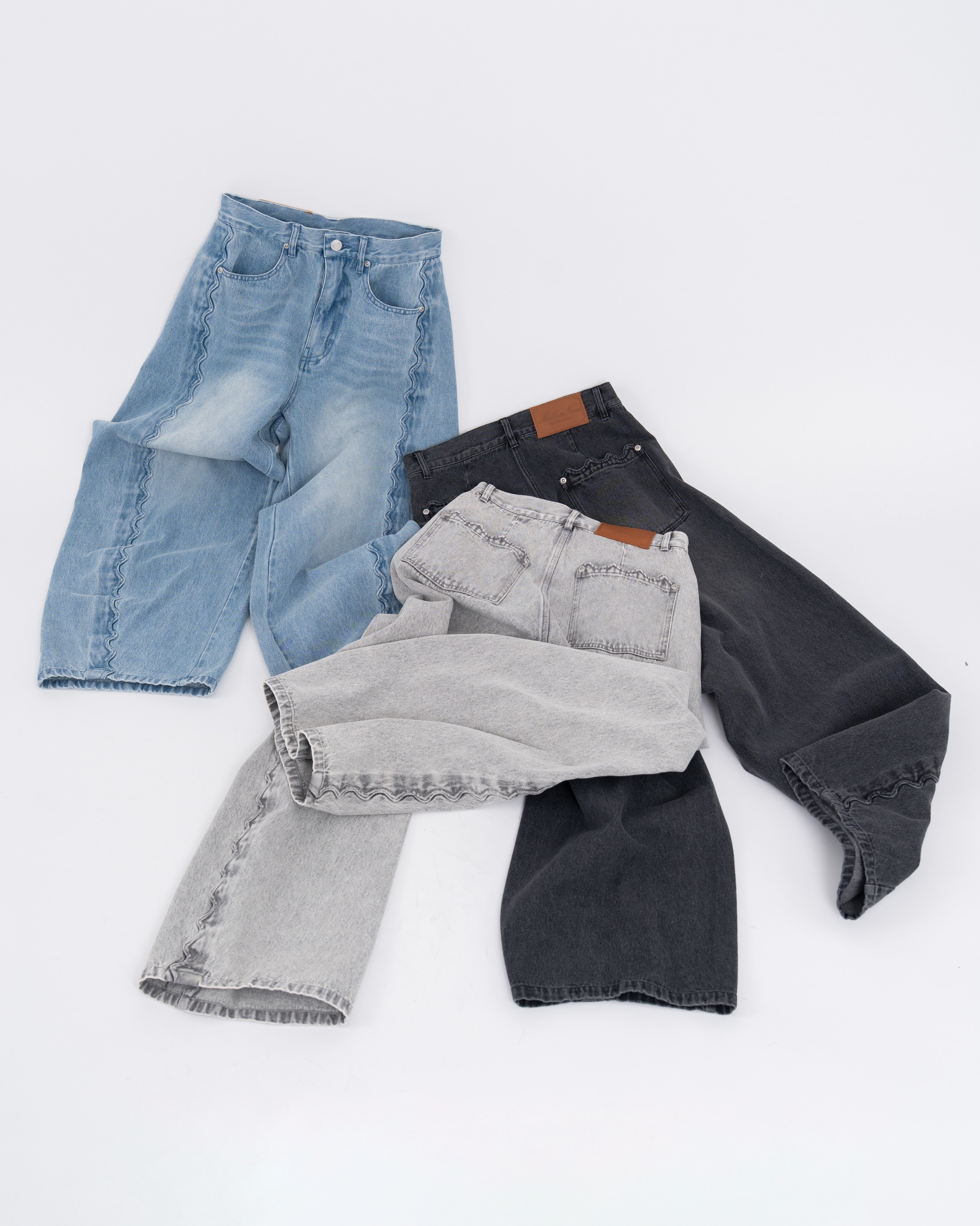 【一部予約】ウェーブラインカーブデニムパンツ