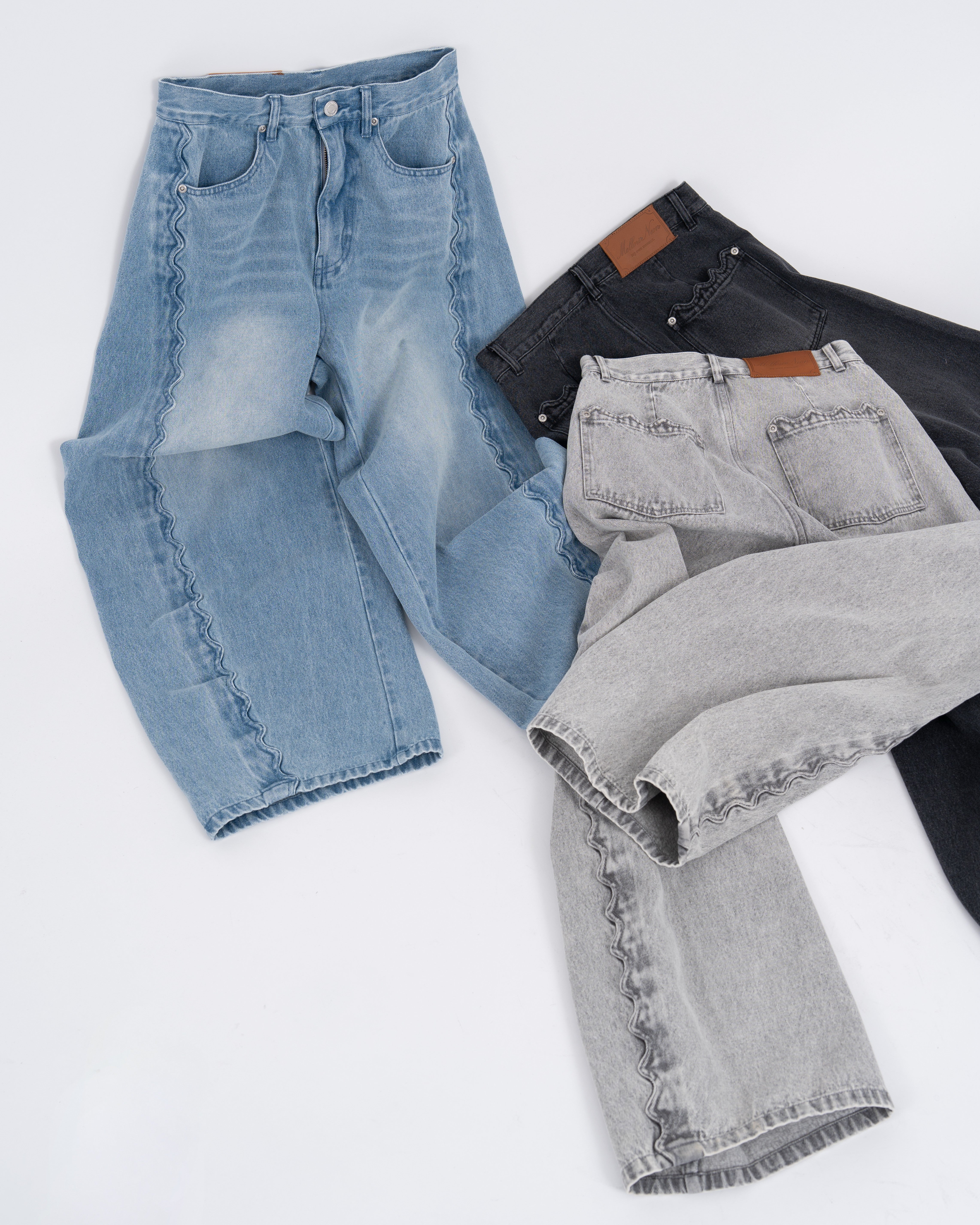 ウェーブラインカーブデニムパンツ