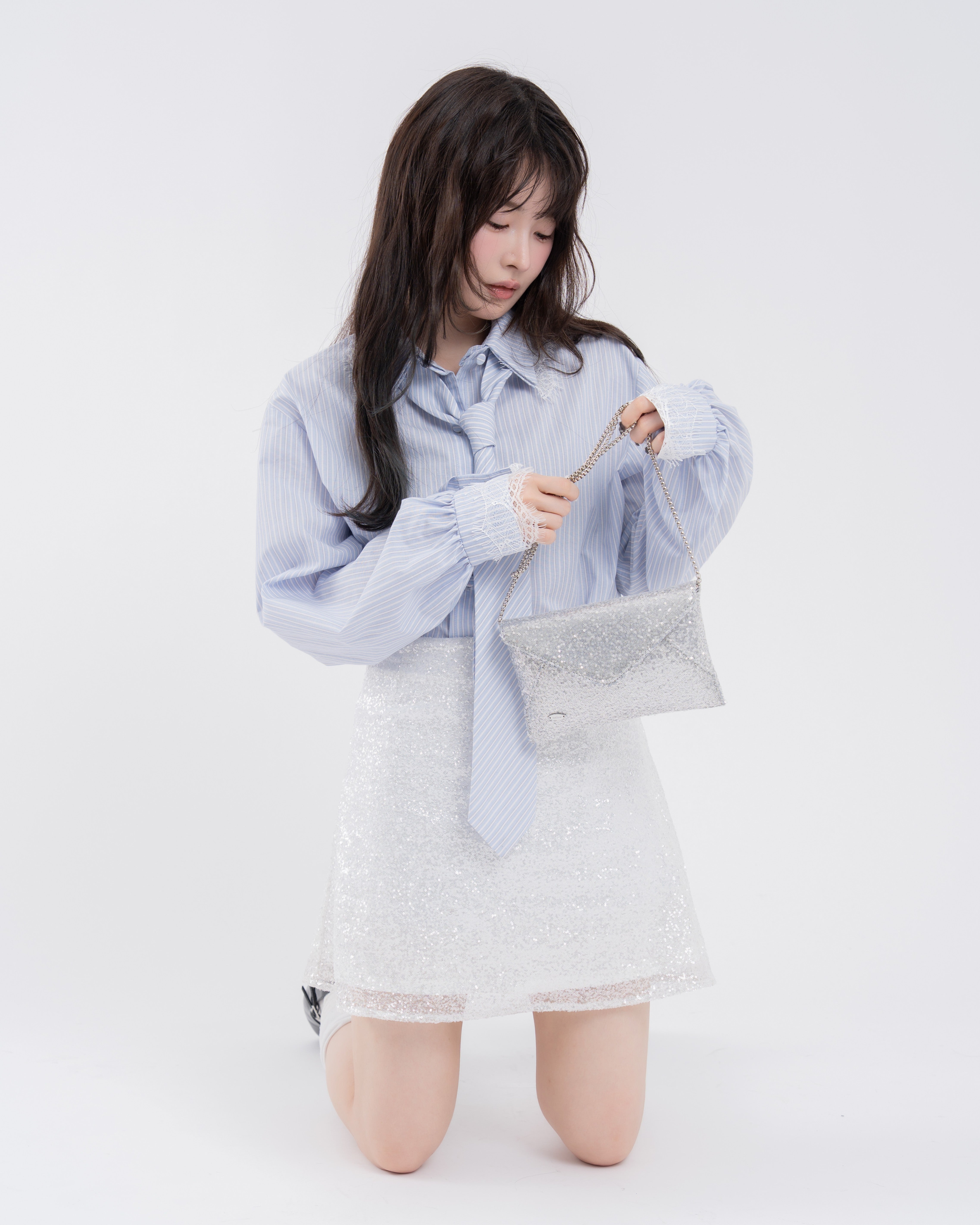 【一部予約】ネクタイセットレースドッキングシャツ