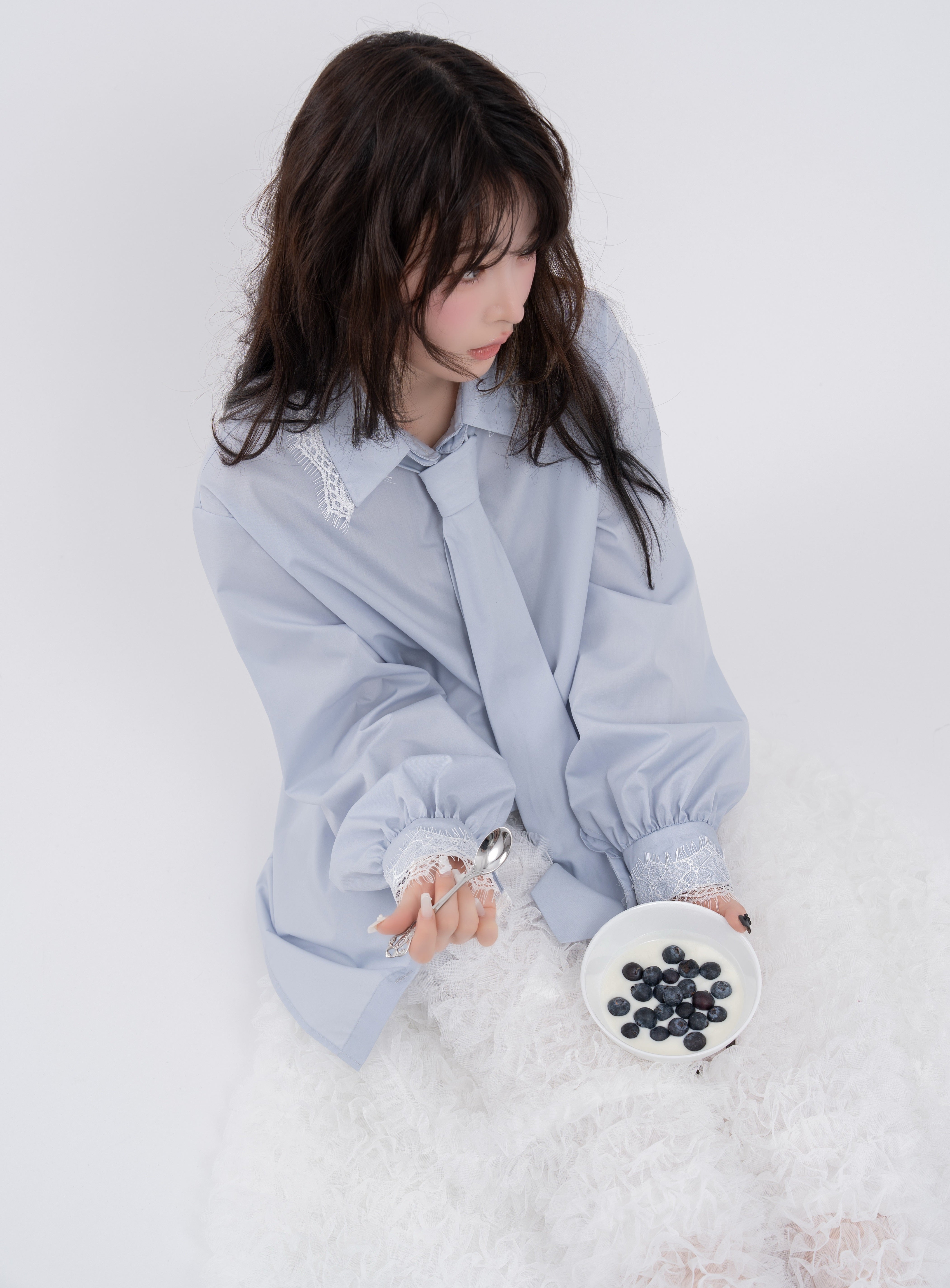 【予約】ネクタイセットレースドッキングシャツ