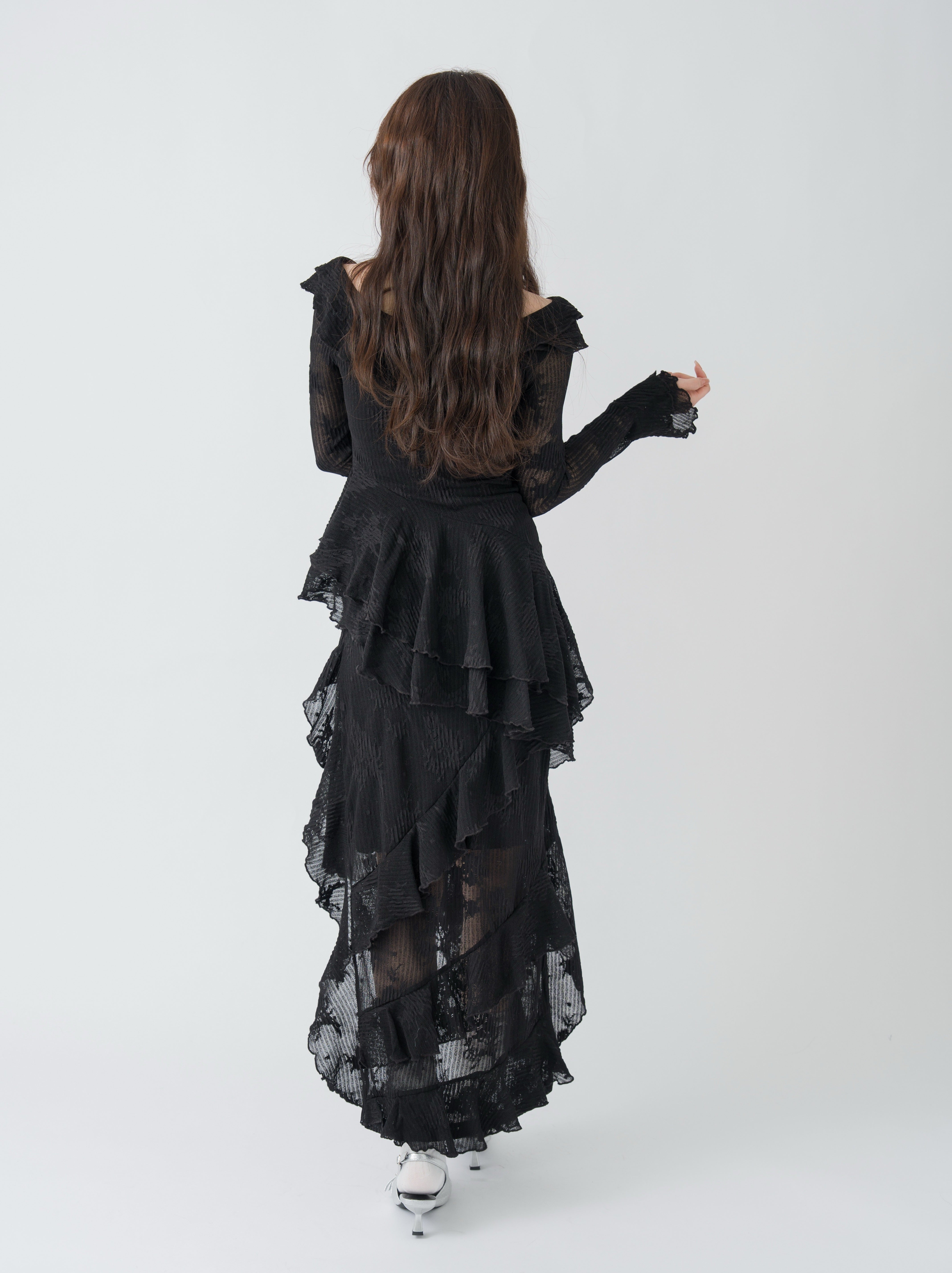 3wayアシンメトリーフリルレースワンピース