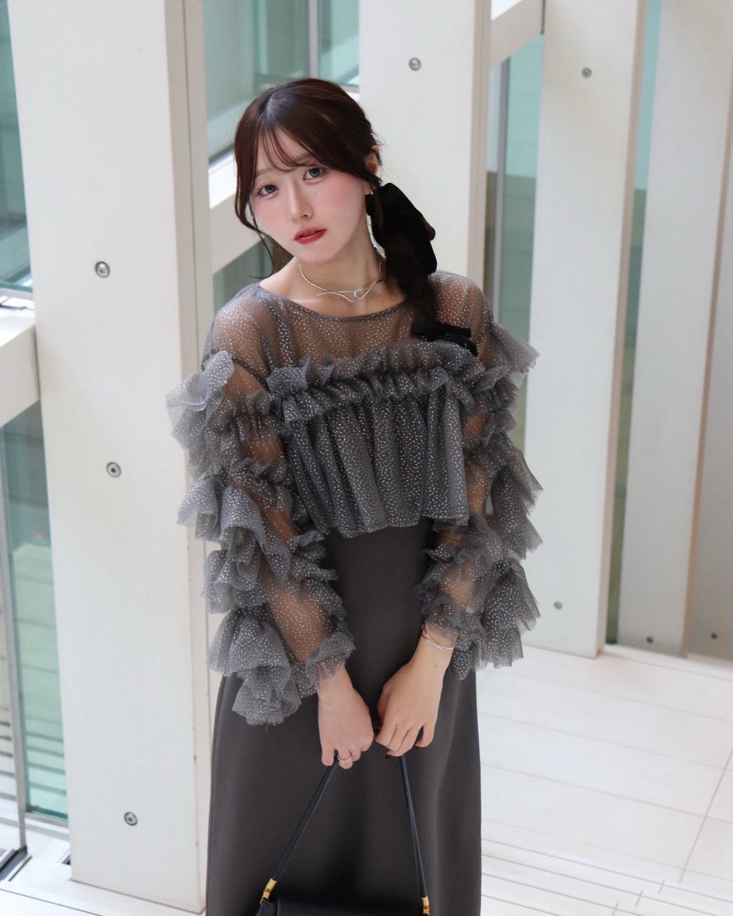 【予約】フリルラメチュールオケージョンワンピース