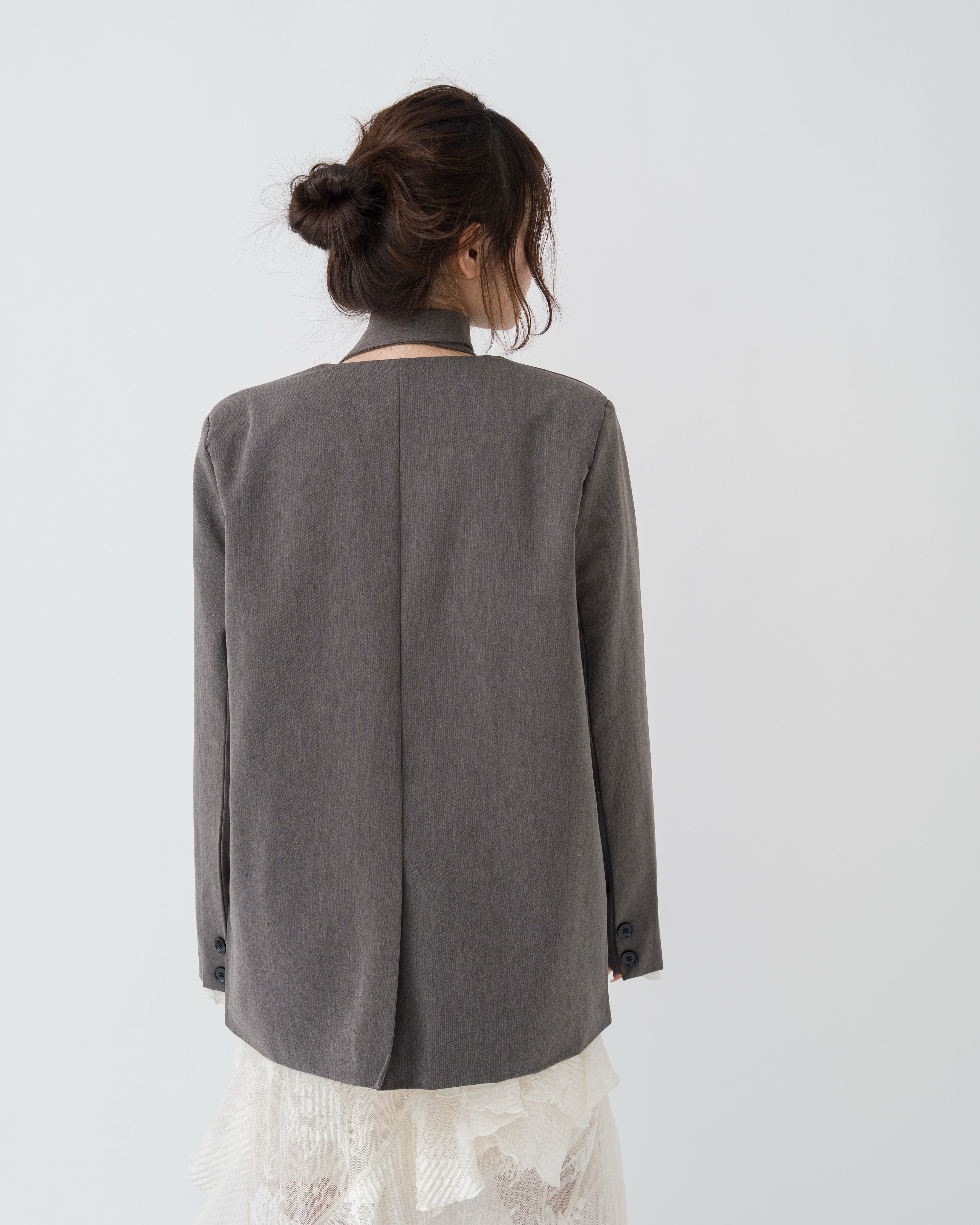 【予約】リボンタイノーカラージャケット