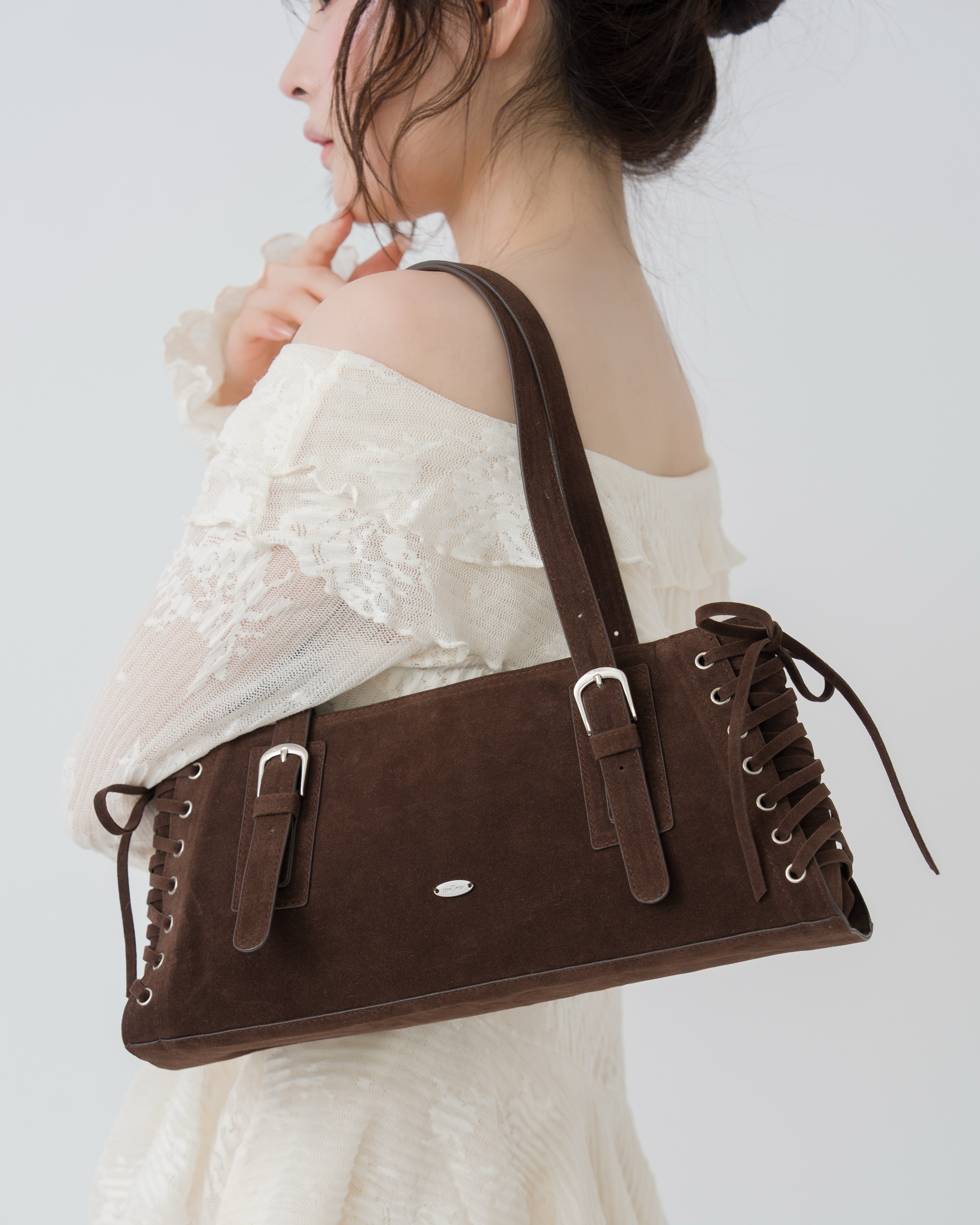 【予約】レースアップスウェードライクスクエアバッグ