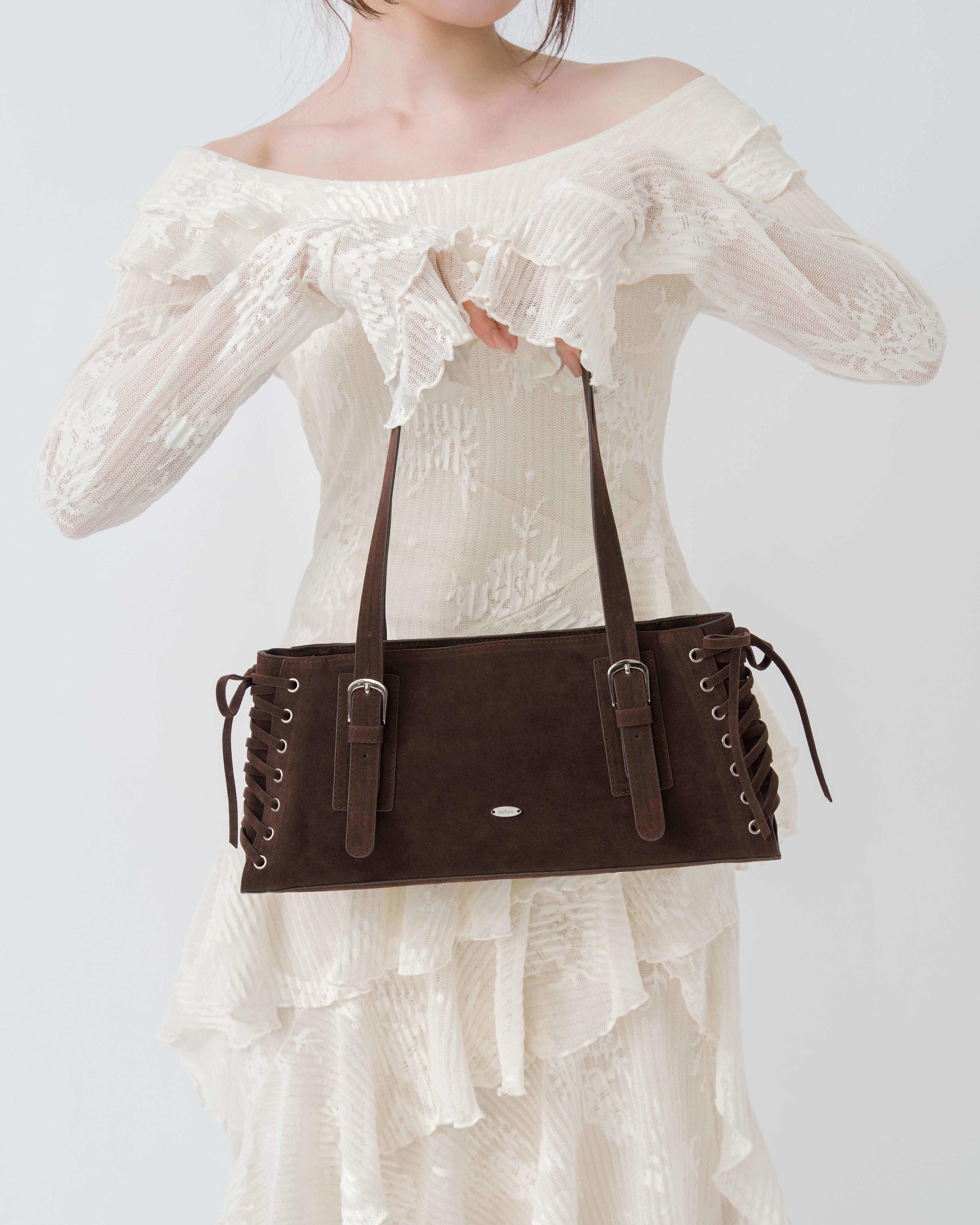 【予約】レースアップスウェードライクスクエアバッグ