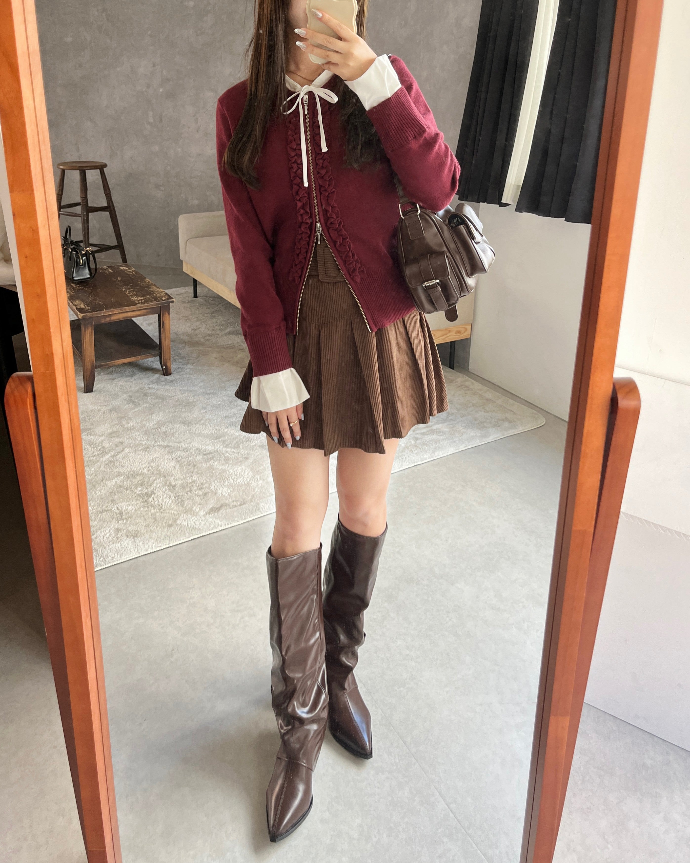 カバー風ギャザーベルトロングブーツ