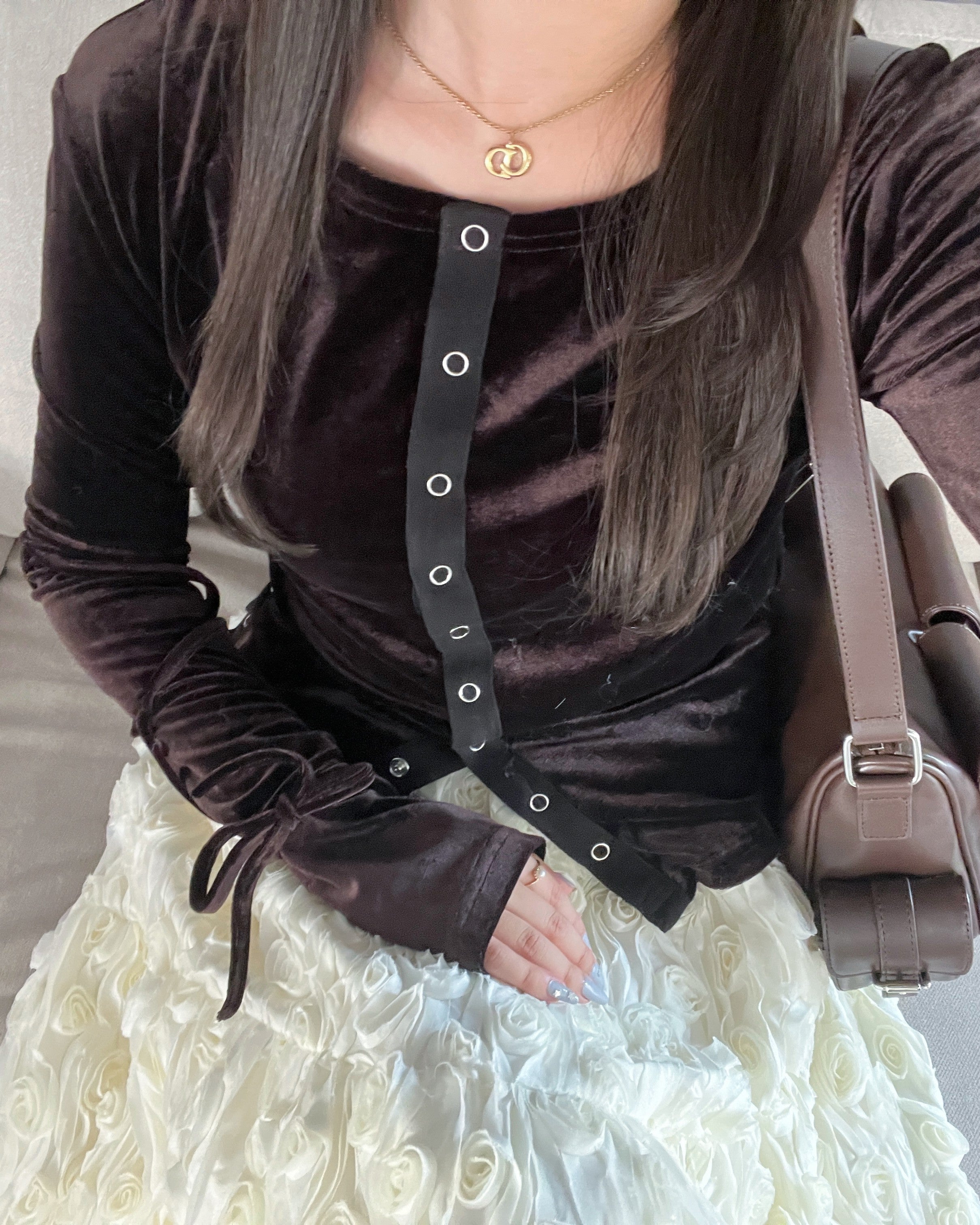 ベロアリボントップス