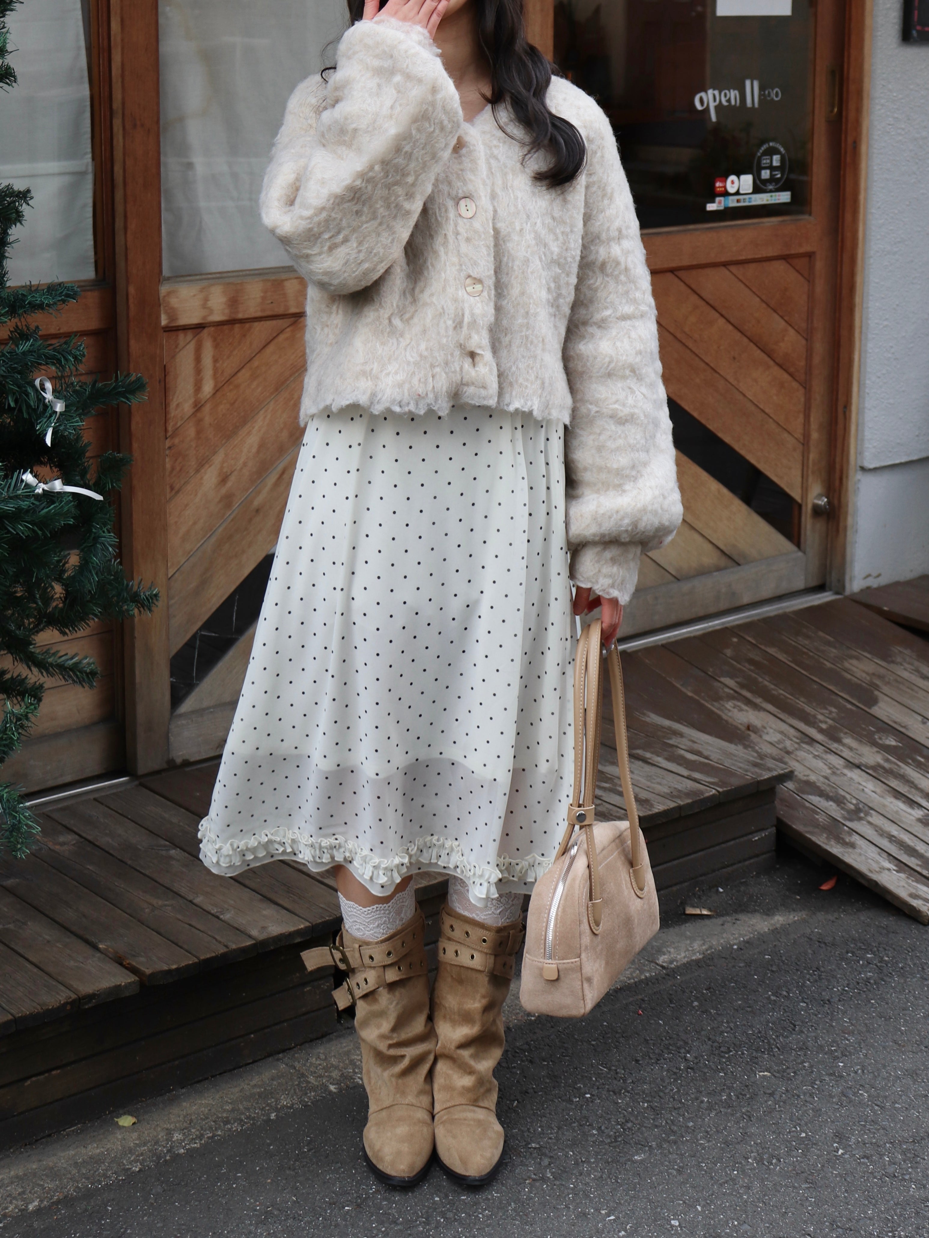 【一部予約】チェック&ドットシアーフリルスカート