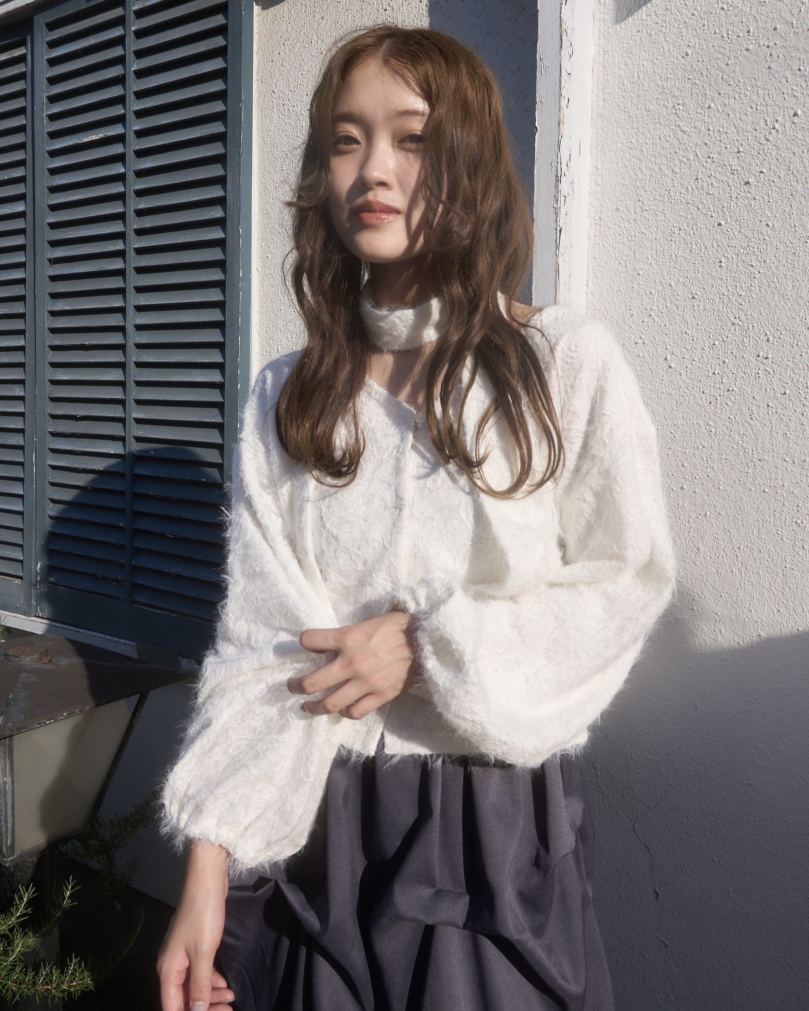 Choker Set 2way蕾丝针织开衫