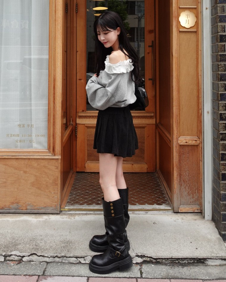 オフショルフリルスウェット