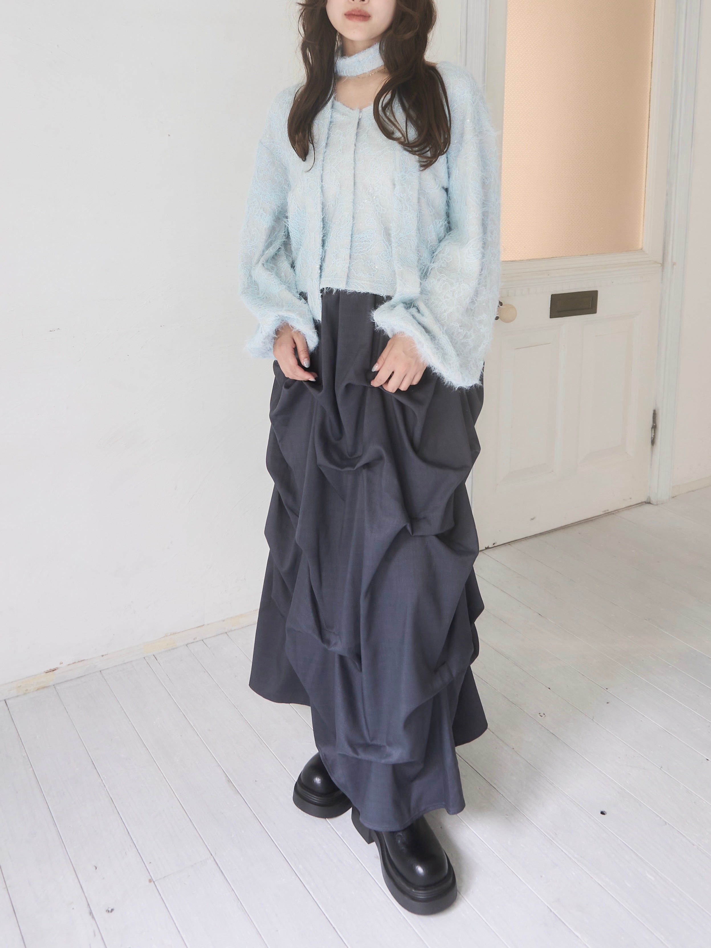 Choker Set 2way蕾丝针织开衫