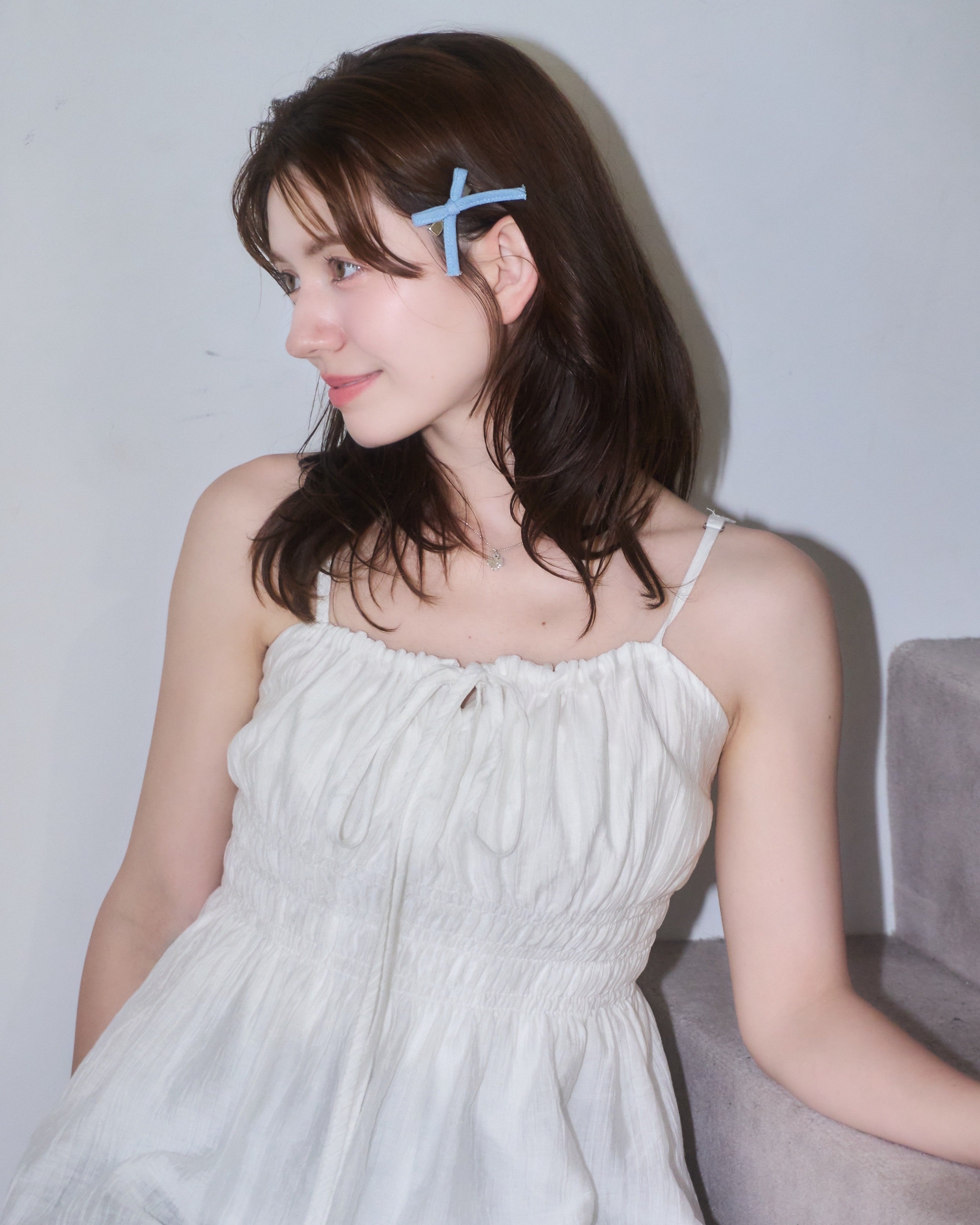 デニムリボンヘアクリップ/左