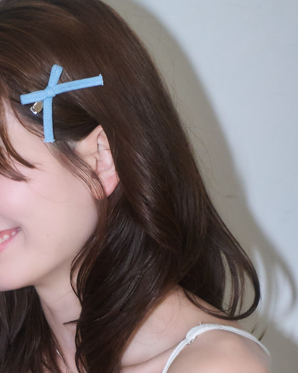 デニムリボンヘアクリップ/左