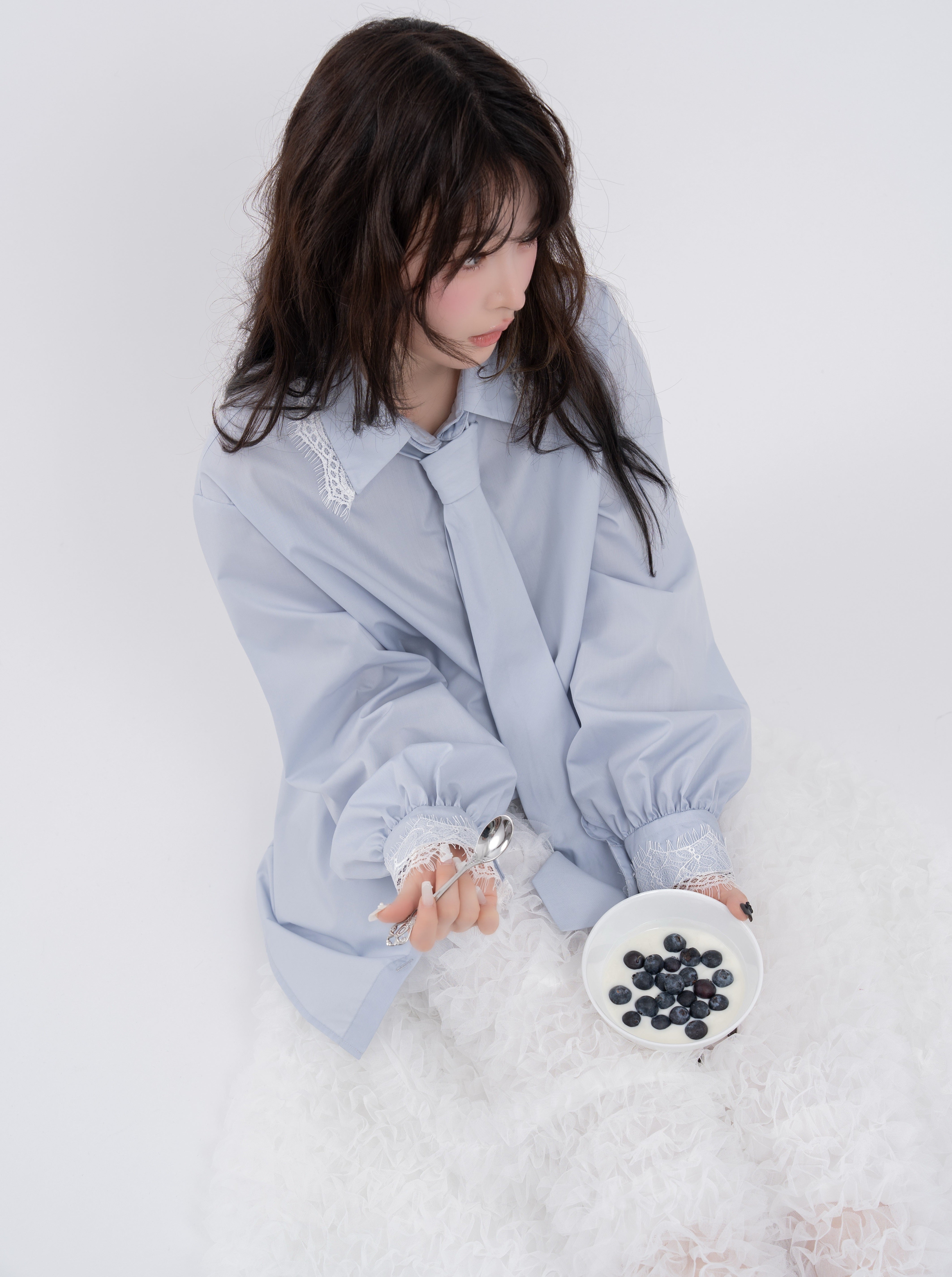 【一部予約】ネクタイセットレースドッキングシャツ