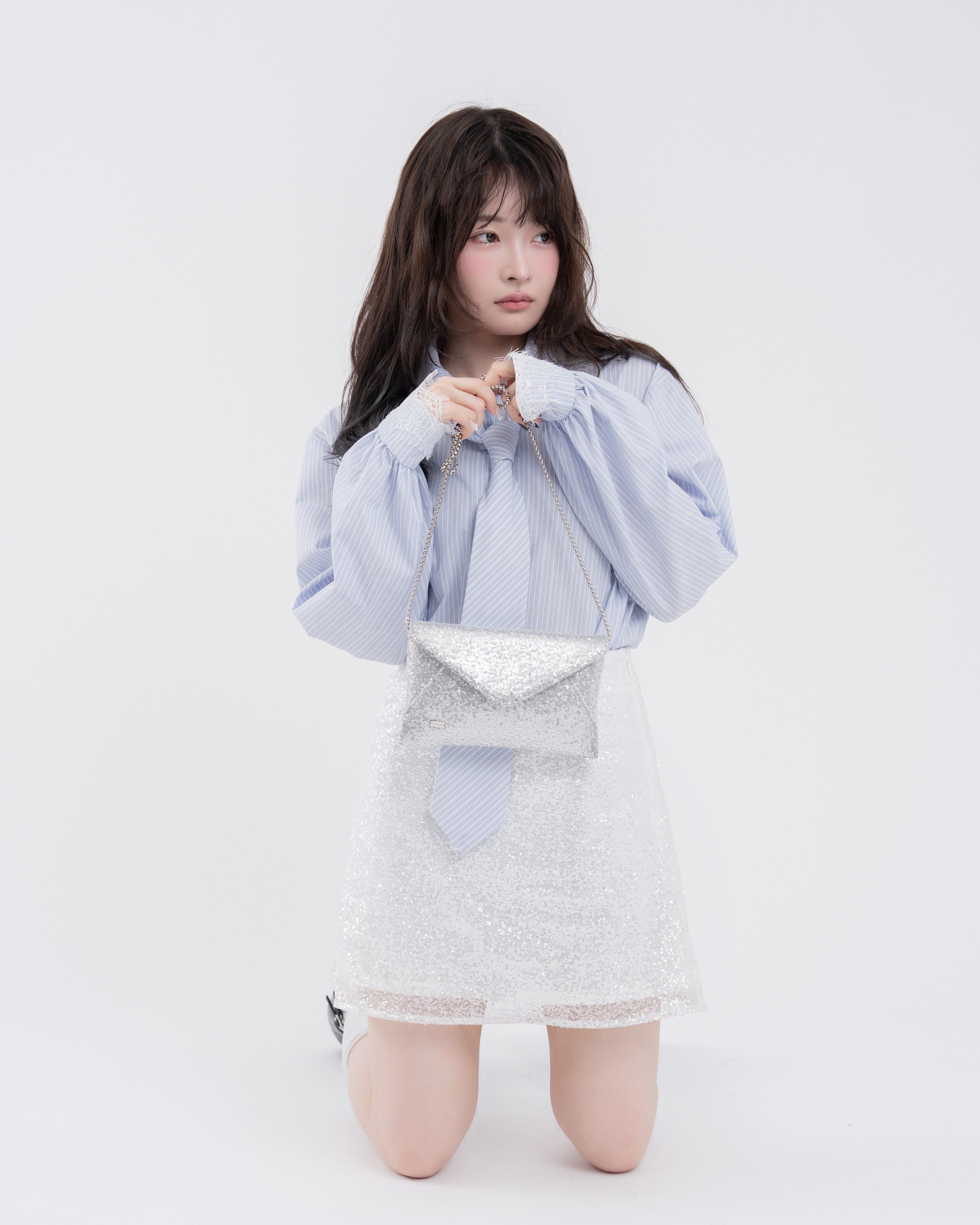 【一部予約】ネクタイセットレースドッキングシャツ