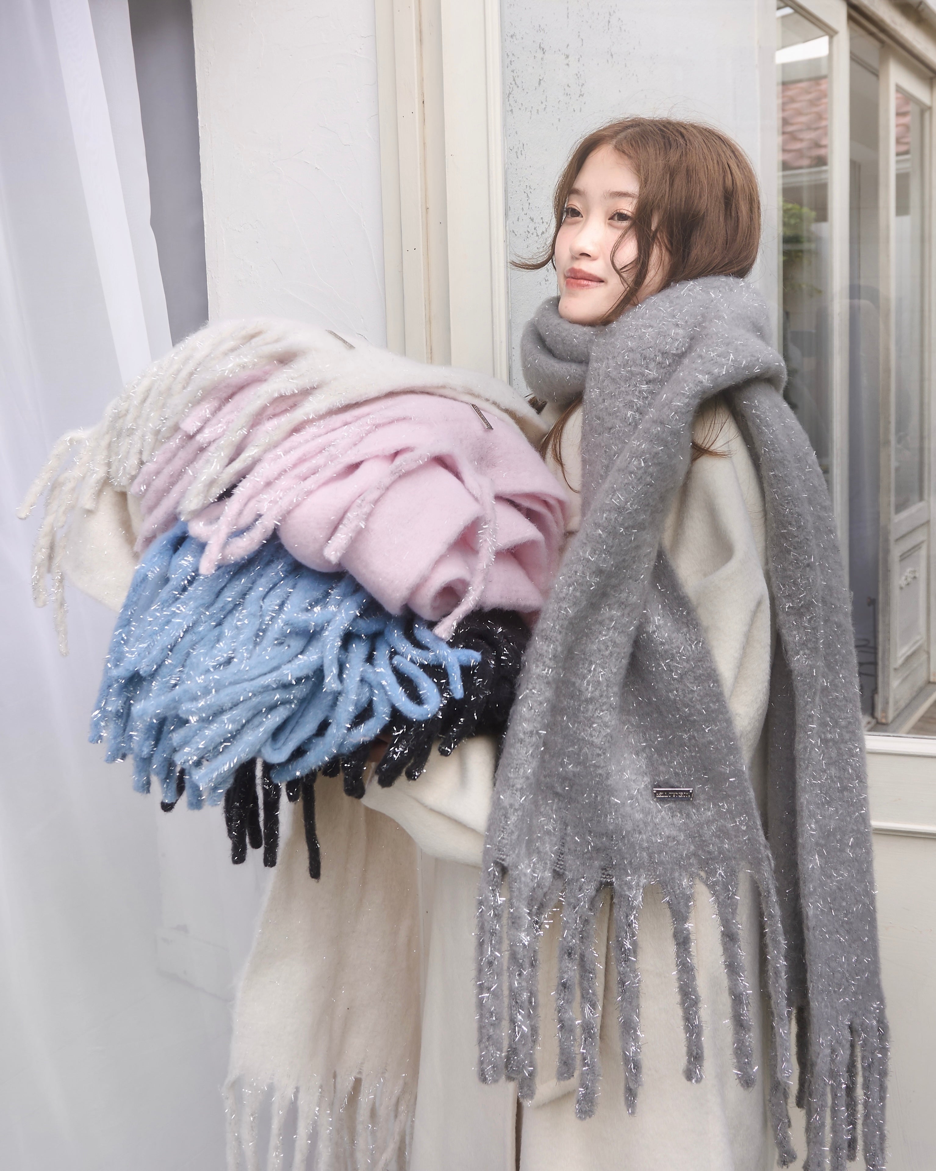 【一部予約】グリッターラメボリュームマフラー