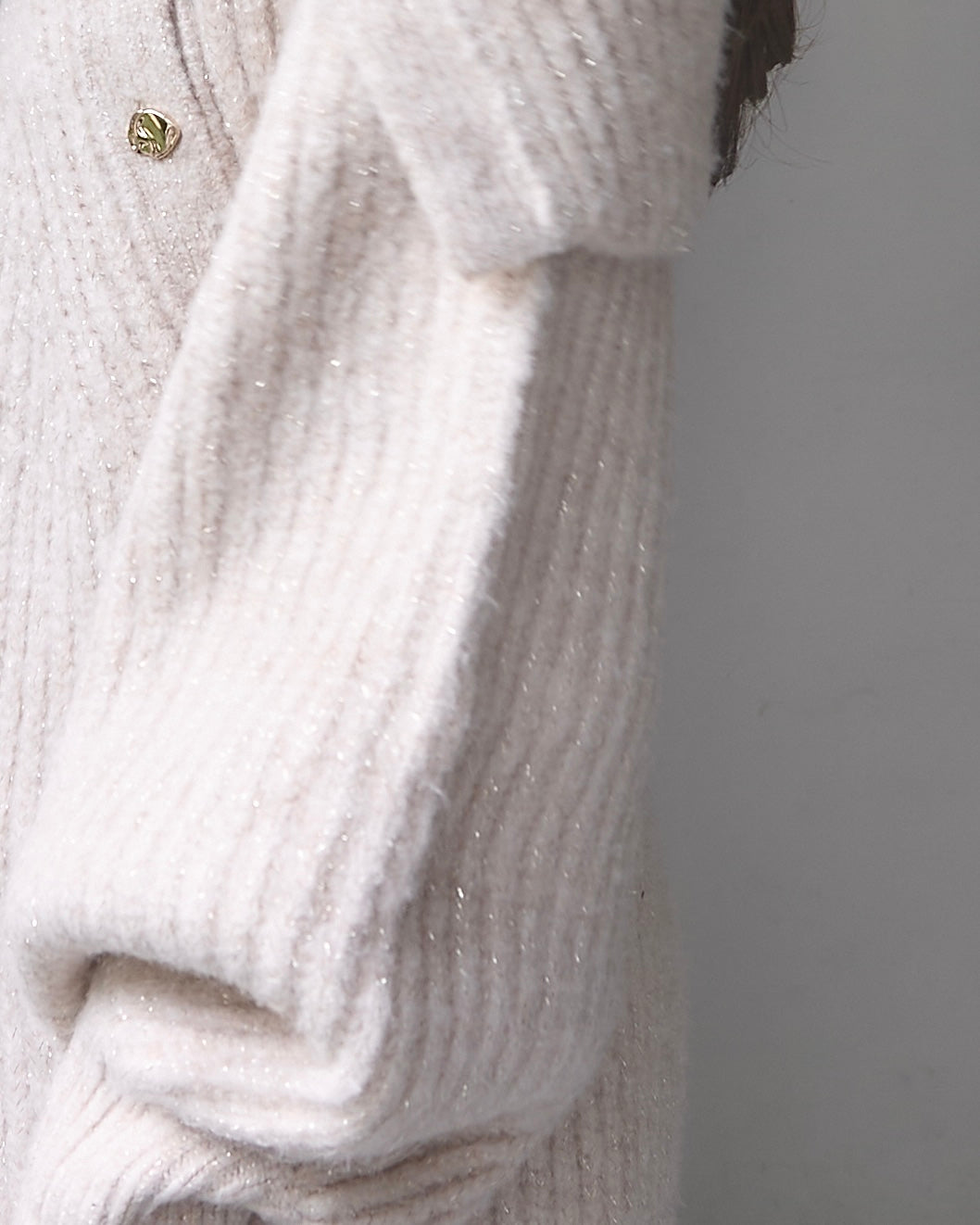 ボタンディテールラメニットミニワンピース