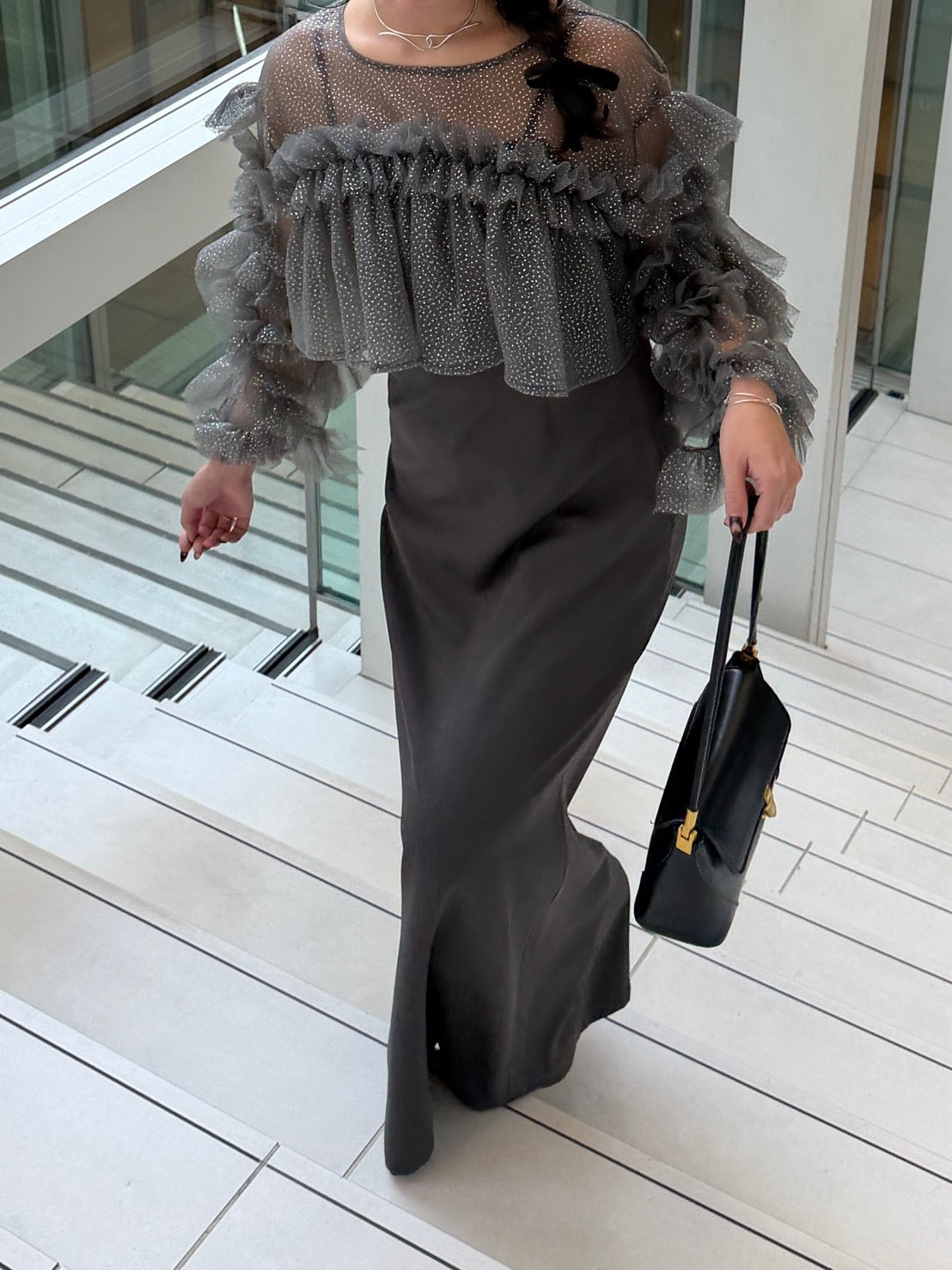 【予約】フリルラメチュールオケージョンワンピース