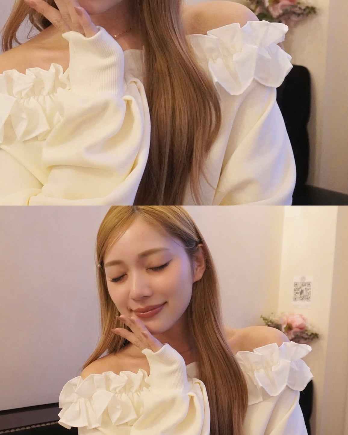 オフショルフリルスウェット