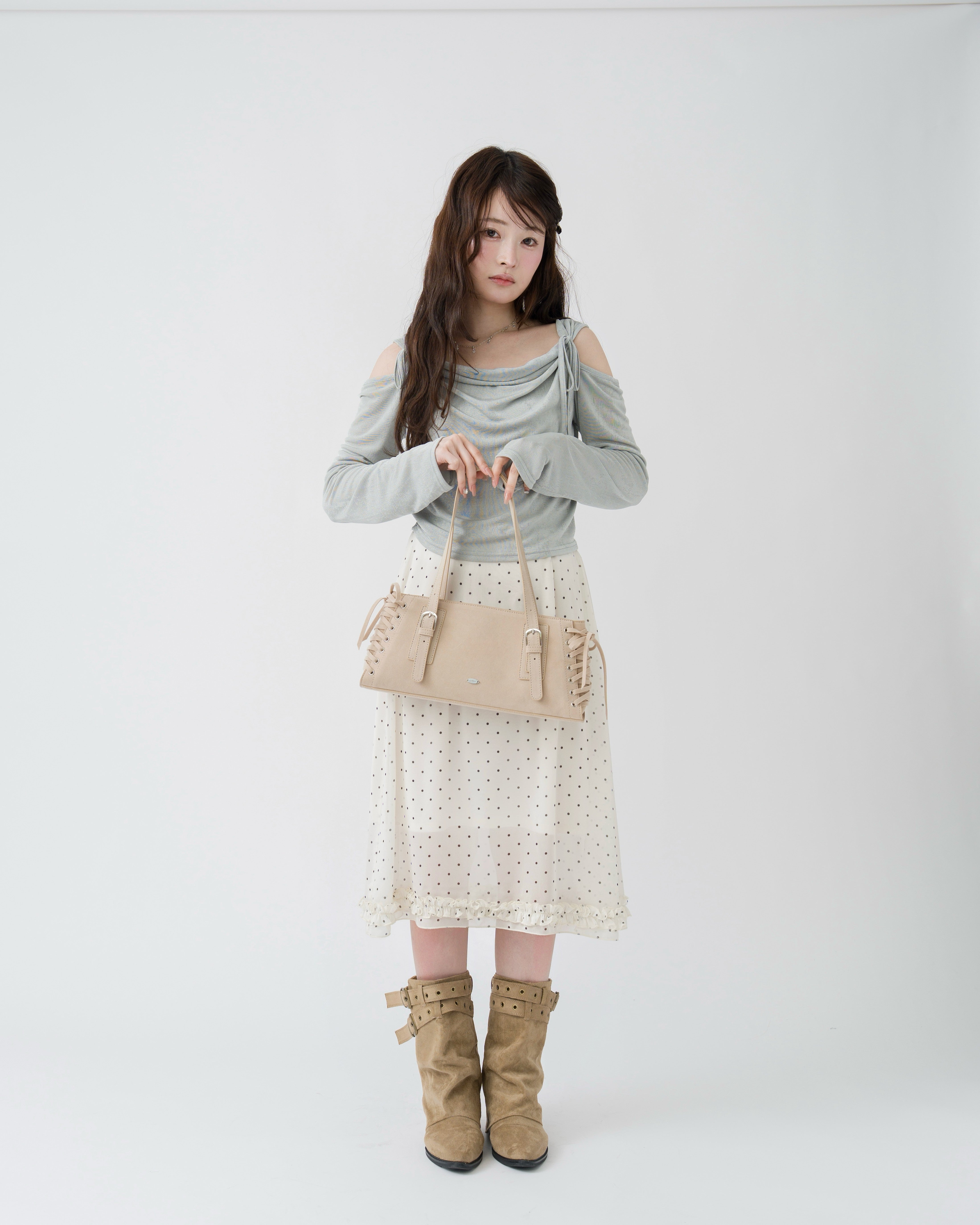 【予約】レースアップスウェードライクスクエアバッグ