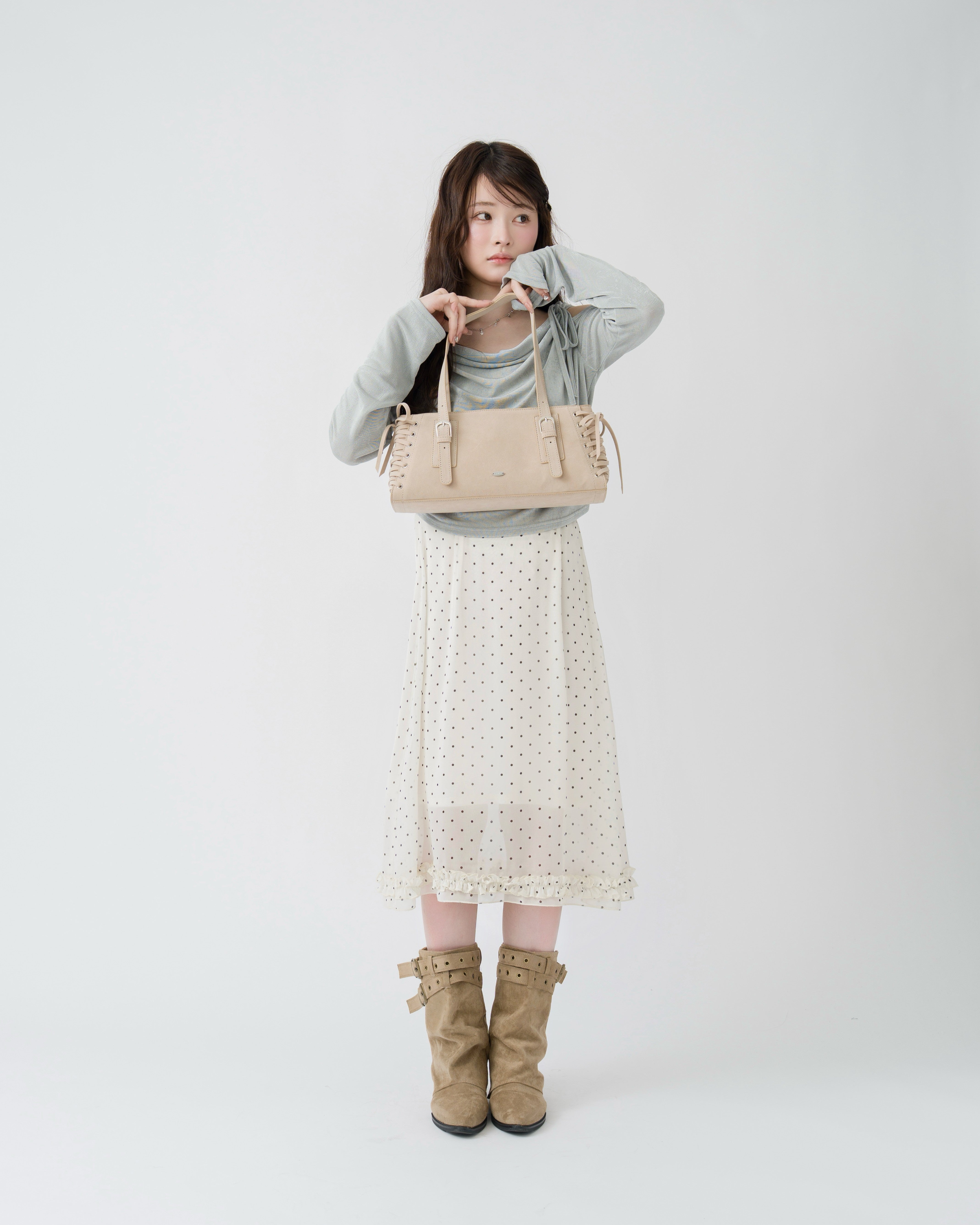 【予約】レースアップスウェードライクスクエアバッグ